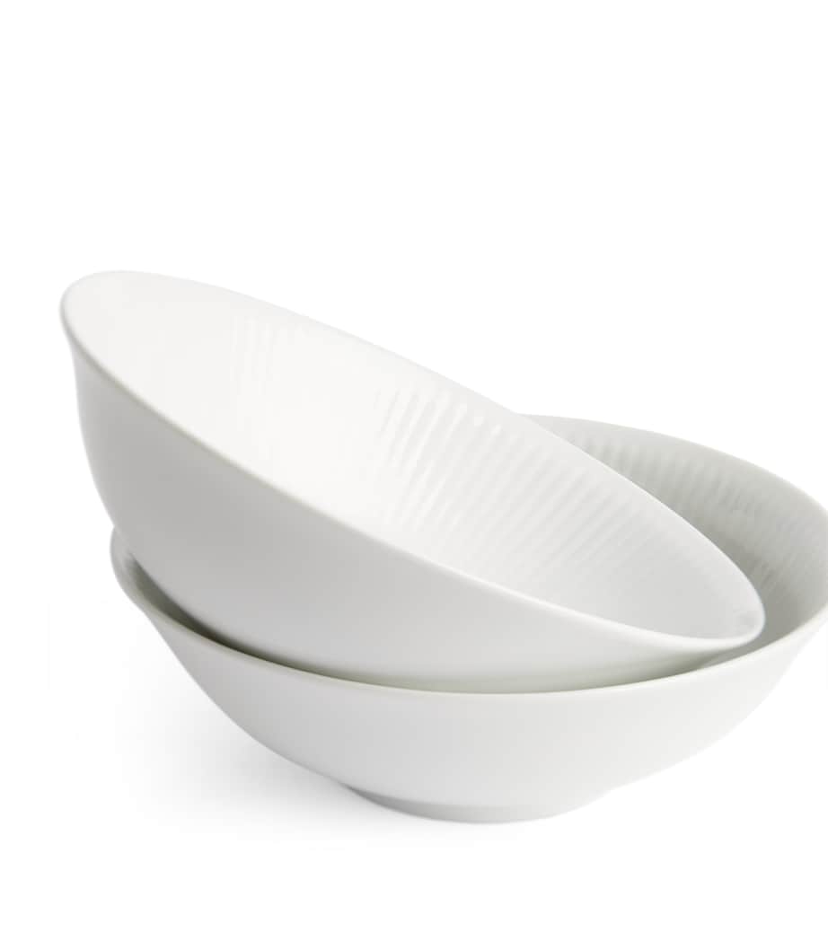 Set of 2 White Fluted Bowls (15cm) WHITE Image 2