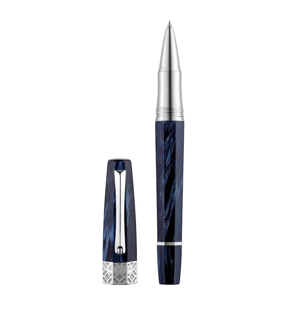 Sterling Silver-Trim Extra Otto Rollerball Pen DARK BLUE Image 1