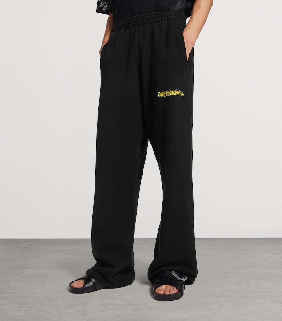 Balenciaga Mens Cotton Messy Spray Logo Sweatpants Image 5