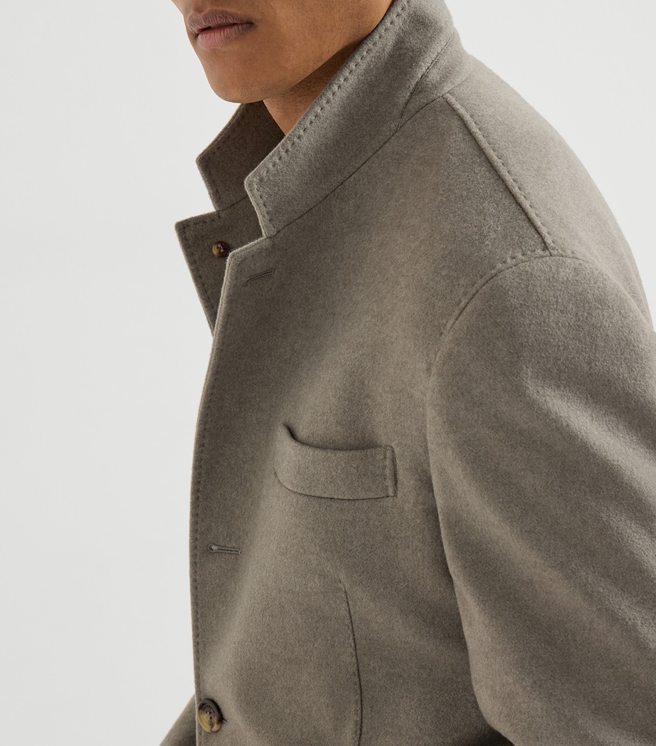 Brunello Cucinelli Mens Cashmere Water-Resistant Coat Dark Green Image 6