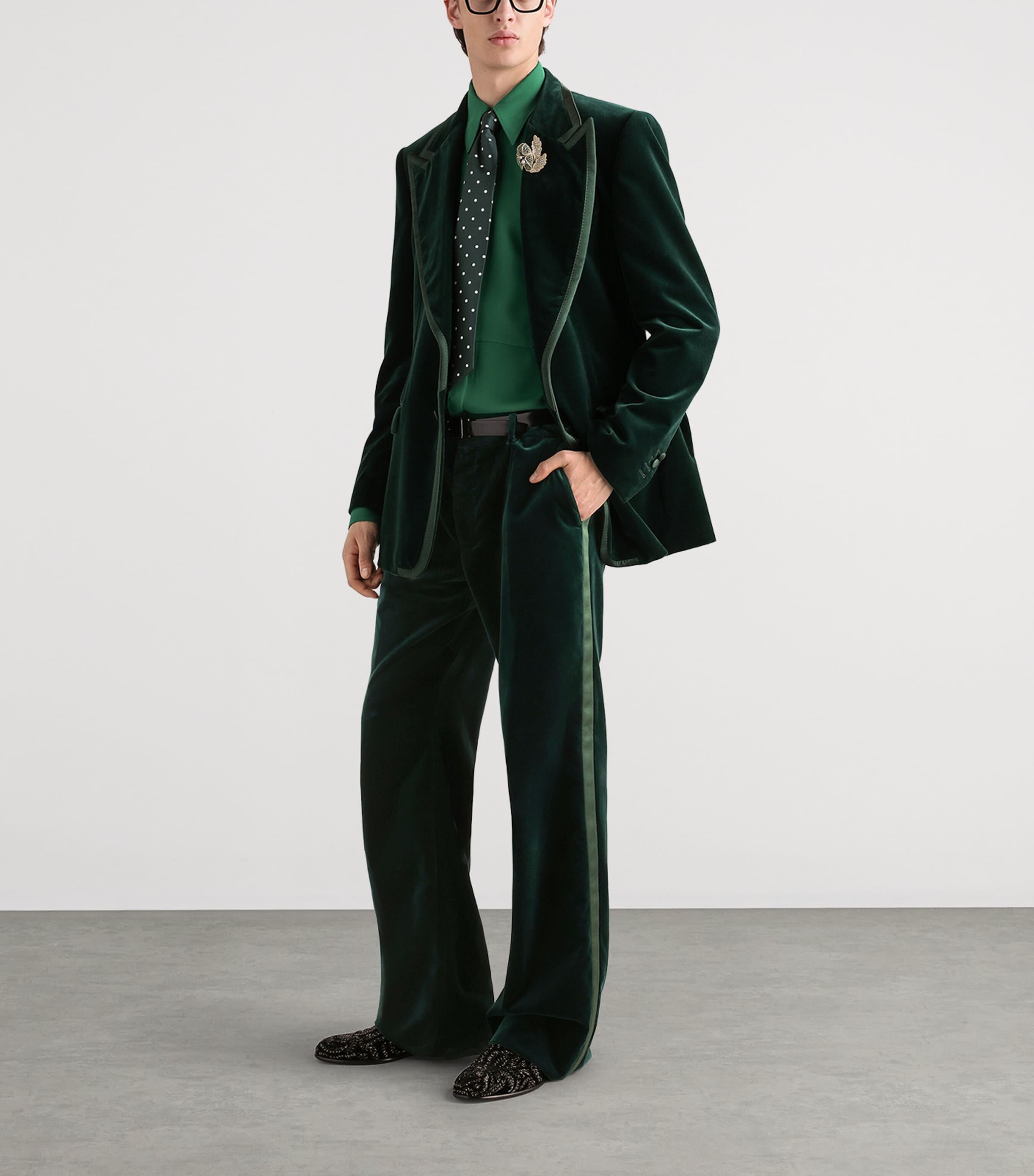 Dolce&Gabbana Mens Silk Tailored Shirt Verde Scuro Image 4