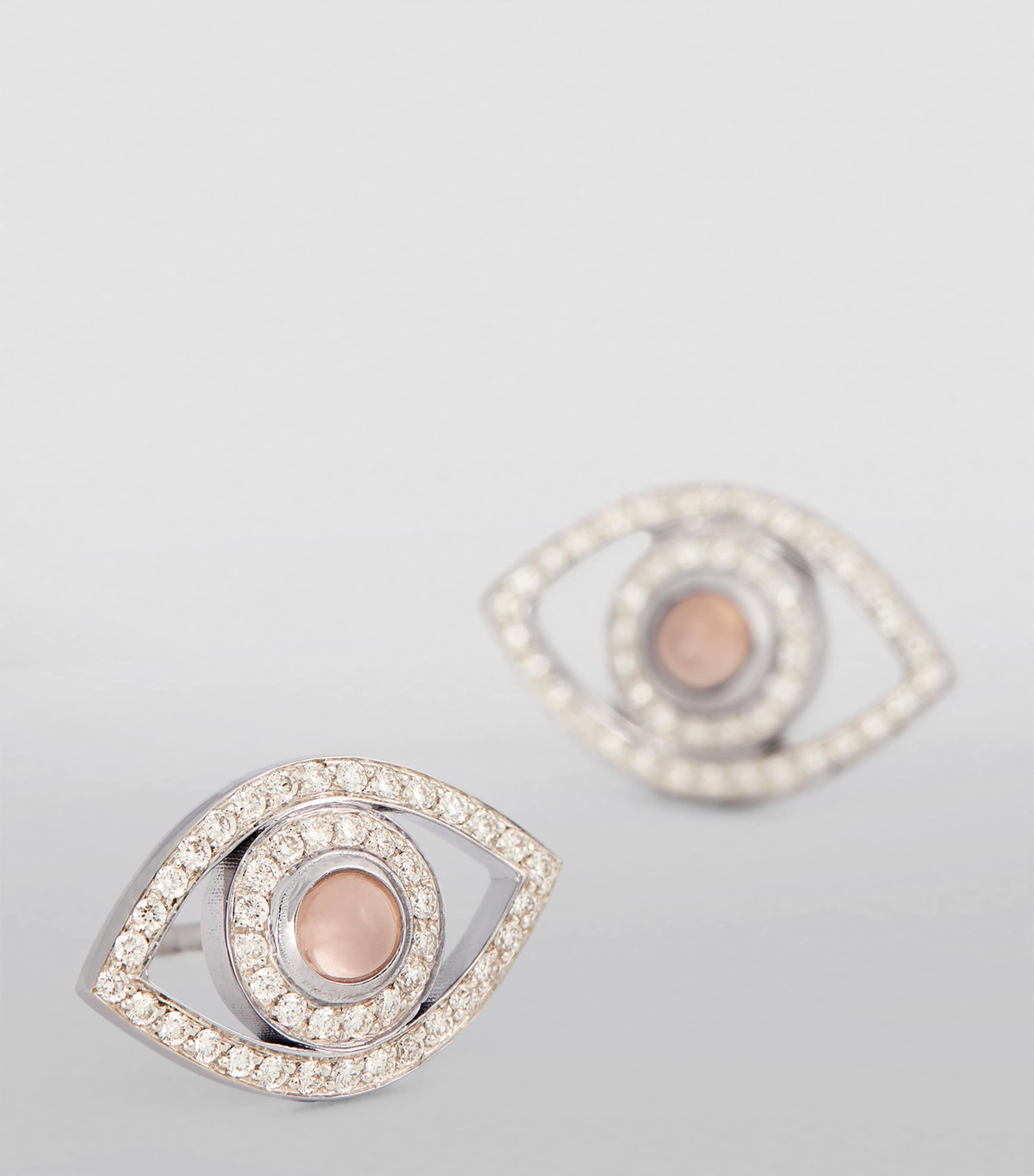 White Gold and Diamond Mini Eye Earrings WHITE GOLD Image 6