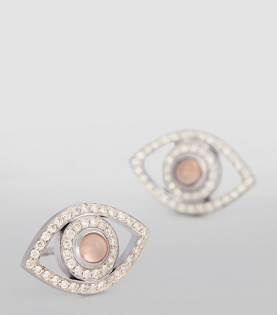 White Gold and Diamond Mini Eye Earrings WHITE GOLD Image 6