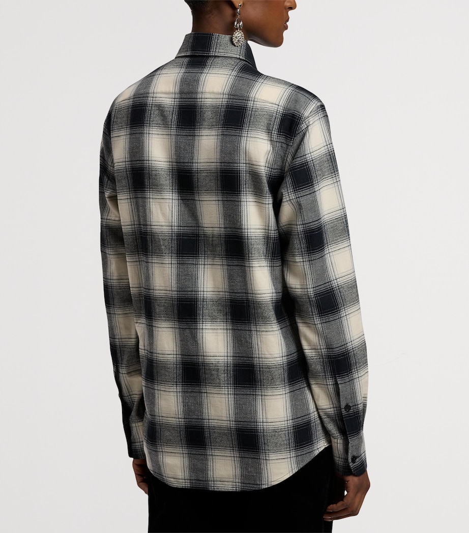 Cotton-Cashmere Embroidered Check Leeann Shirt BLACK/CREAM Image 8