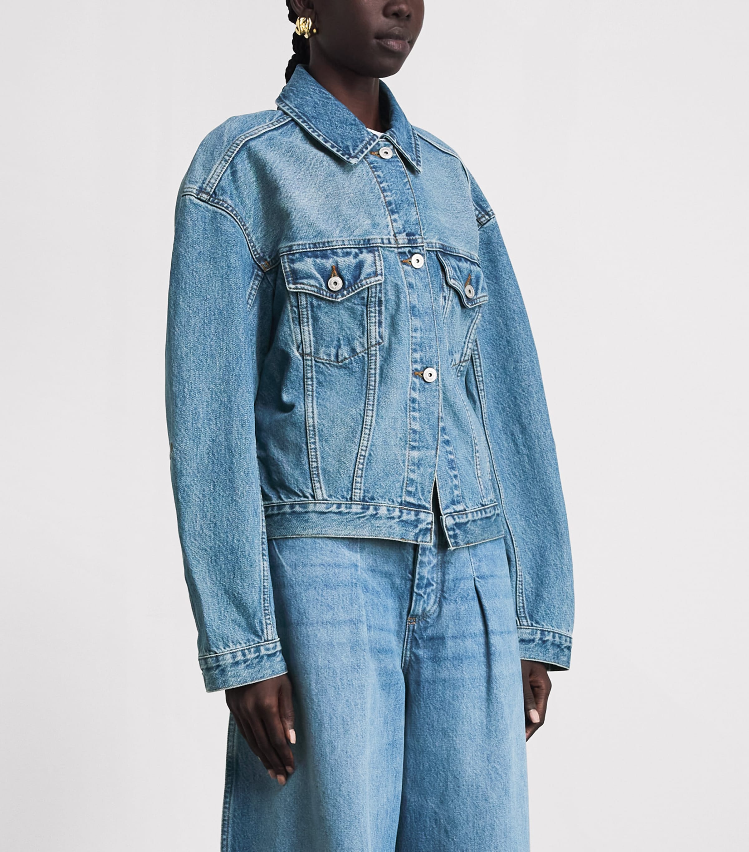 Jacquemus Womens Curved Denim Jacket Blue/tabac Image 4