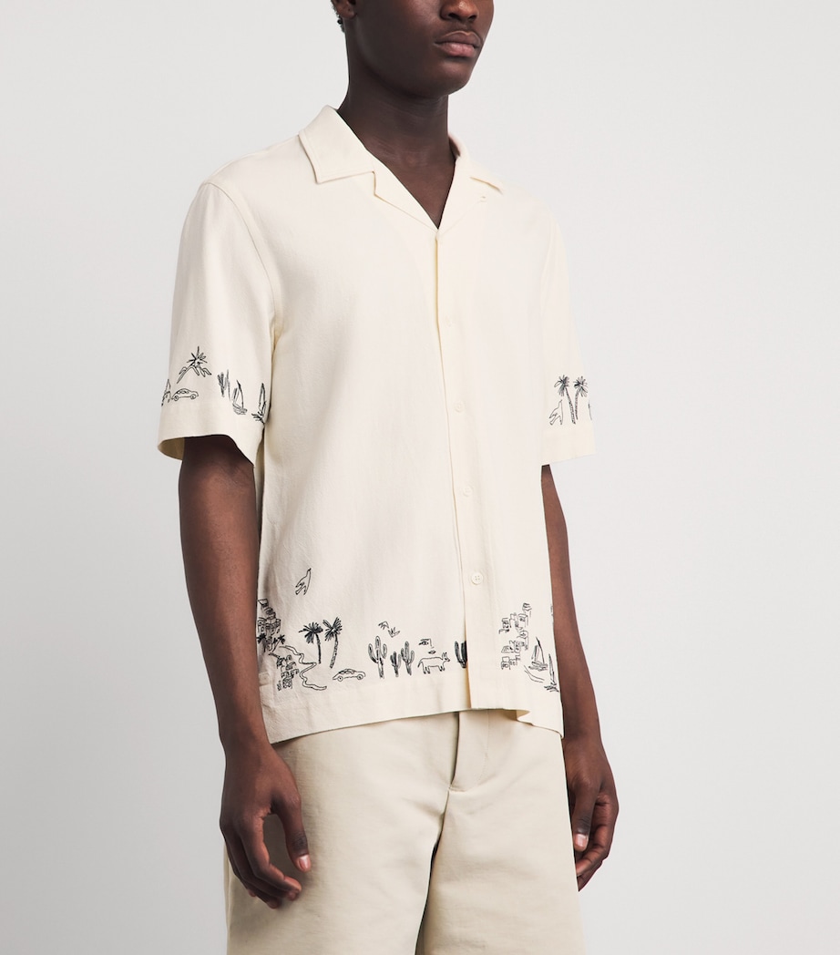 Paul Smith Mens Embroidered Short-Sleeve Shirt White Image 4