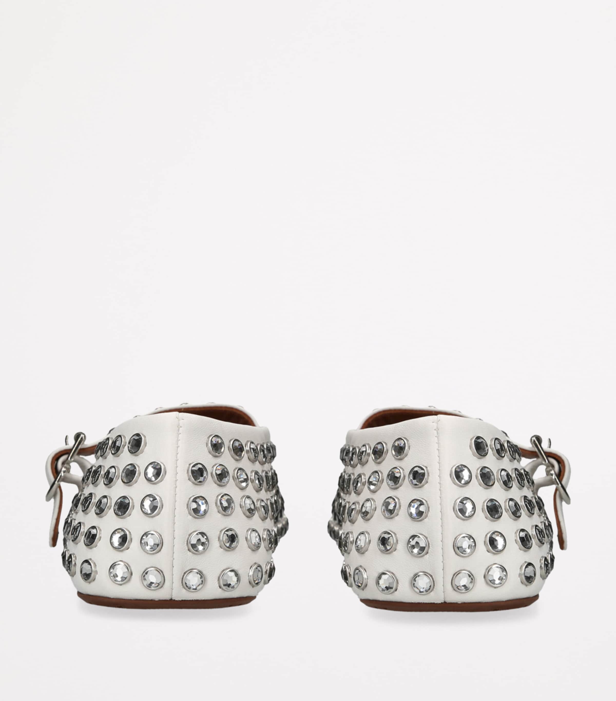 Leather Embellished Ballerina Flats WHITE Image 2