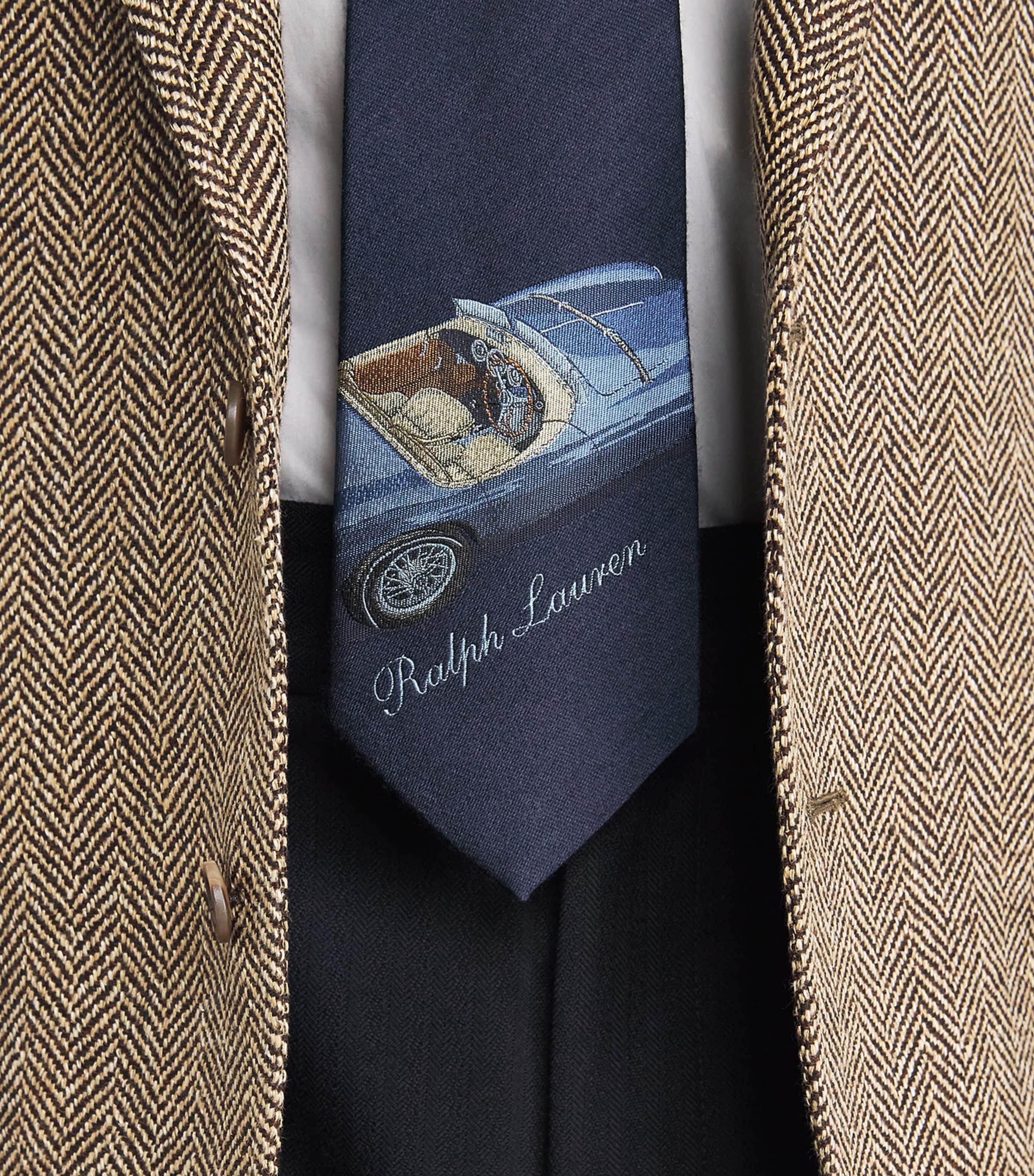 Cashmere-Silk Jacquard Tie NAVY Image 2