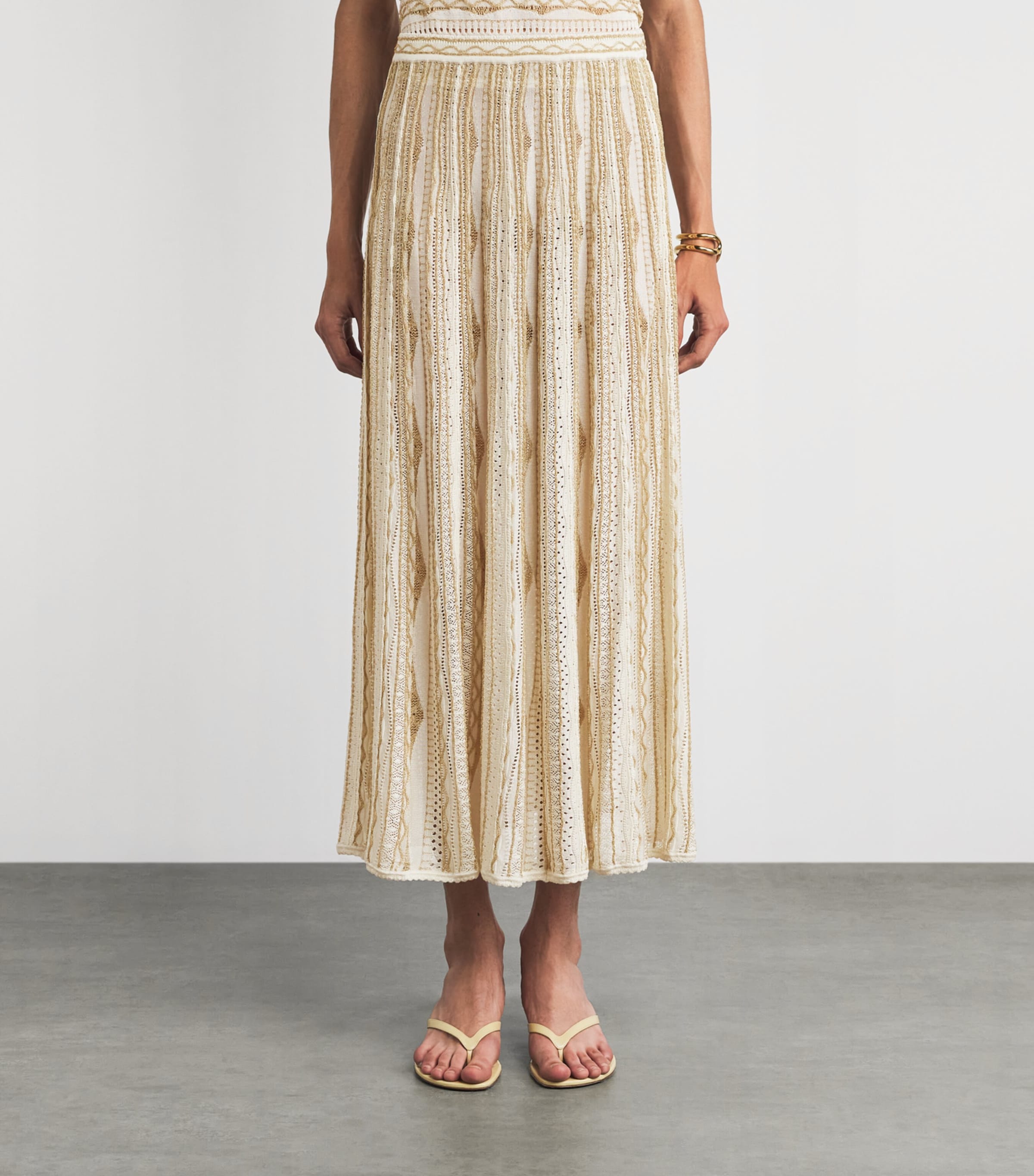Ulla Johnson Womens Knitted Clio Midi Skirt Conch Image 4
