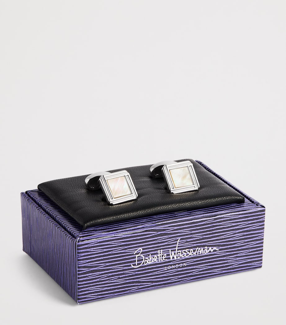 Babette Wasserman Rhodium-Plated Celtic Mother of Pearl Cufflinks Mother Of Pearl Image 3