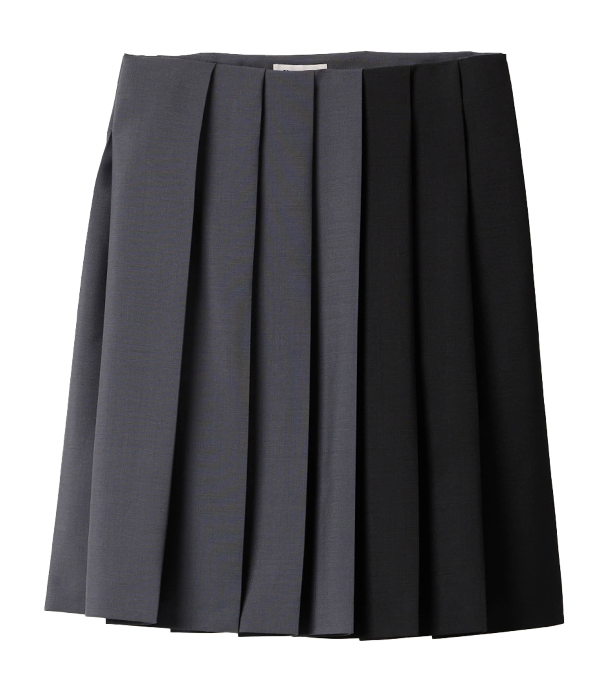 Miu Miu Pleated Skirt In Hematite/nero