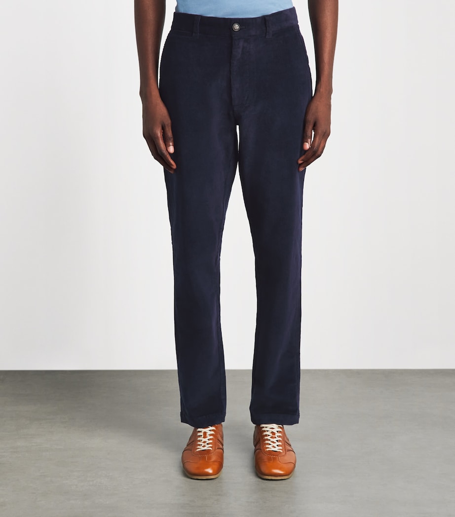 Barbour Mens Stretch-Cotton Corduroy Tailored Trousers Navy Image 4