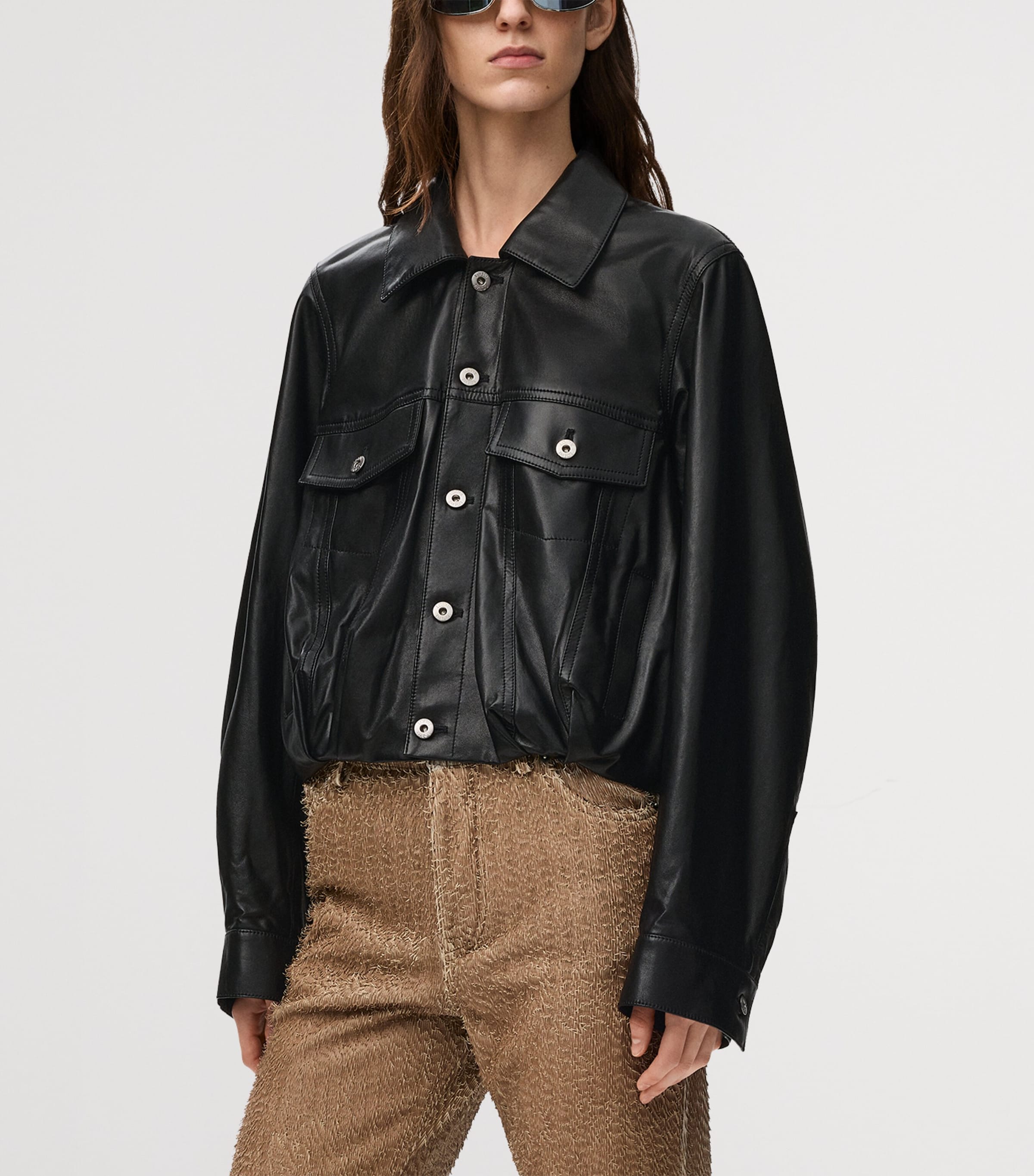 Lambskin Relaxed Leather Jacket BLACK Image 3