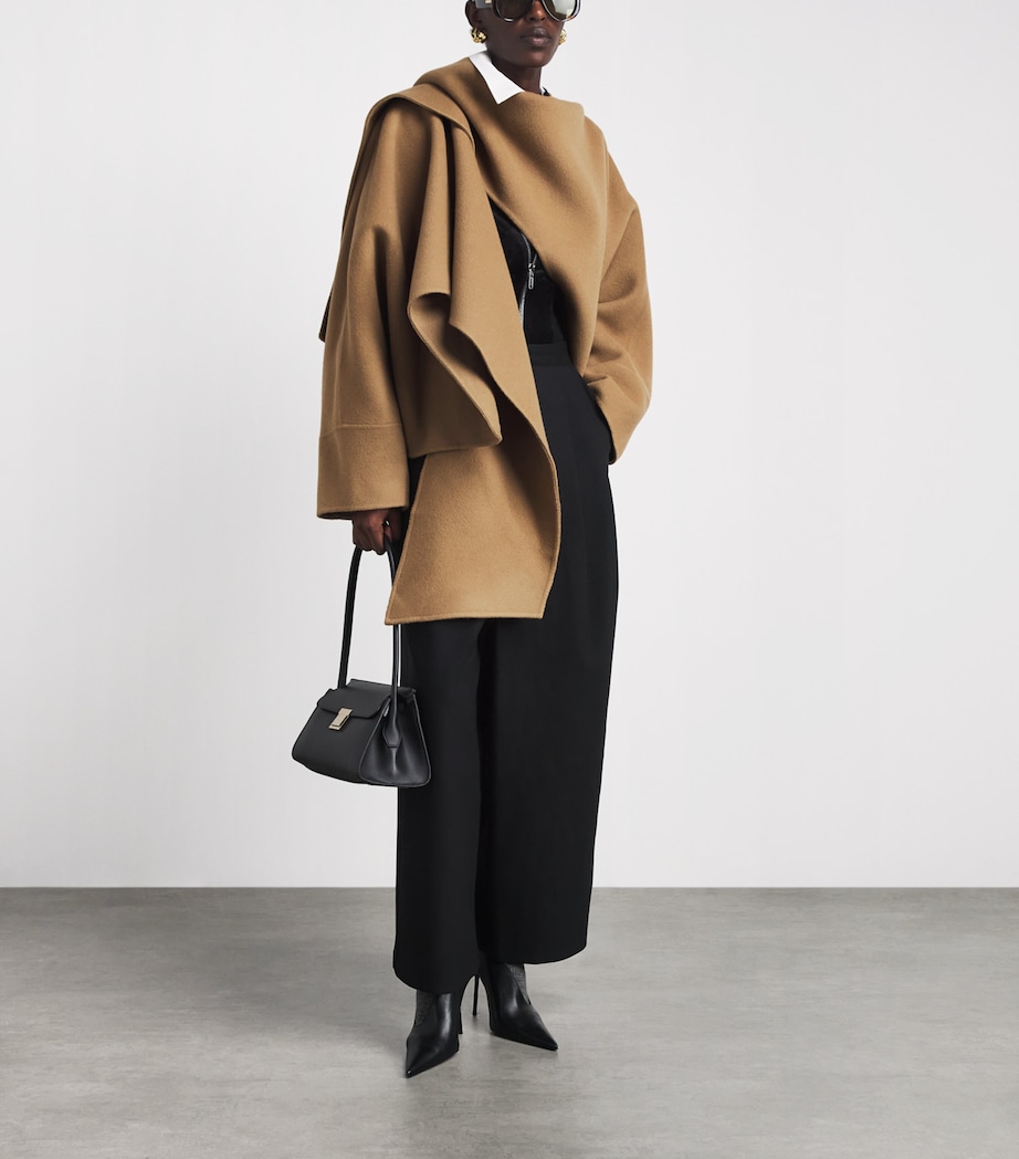Source Unknown Womens Wool Nuage Scarf Coat Tan Image 2