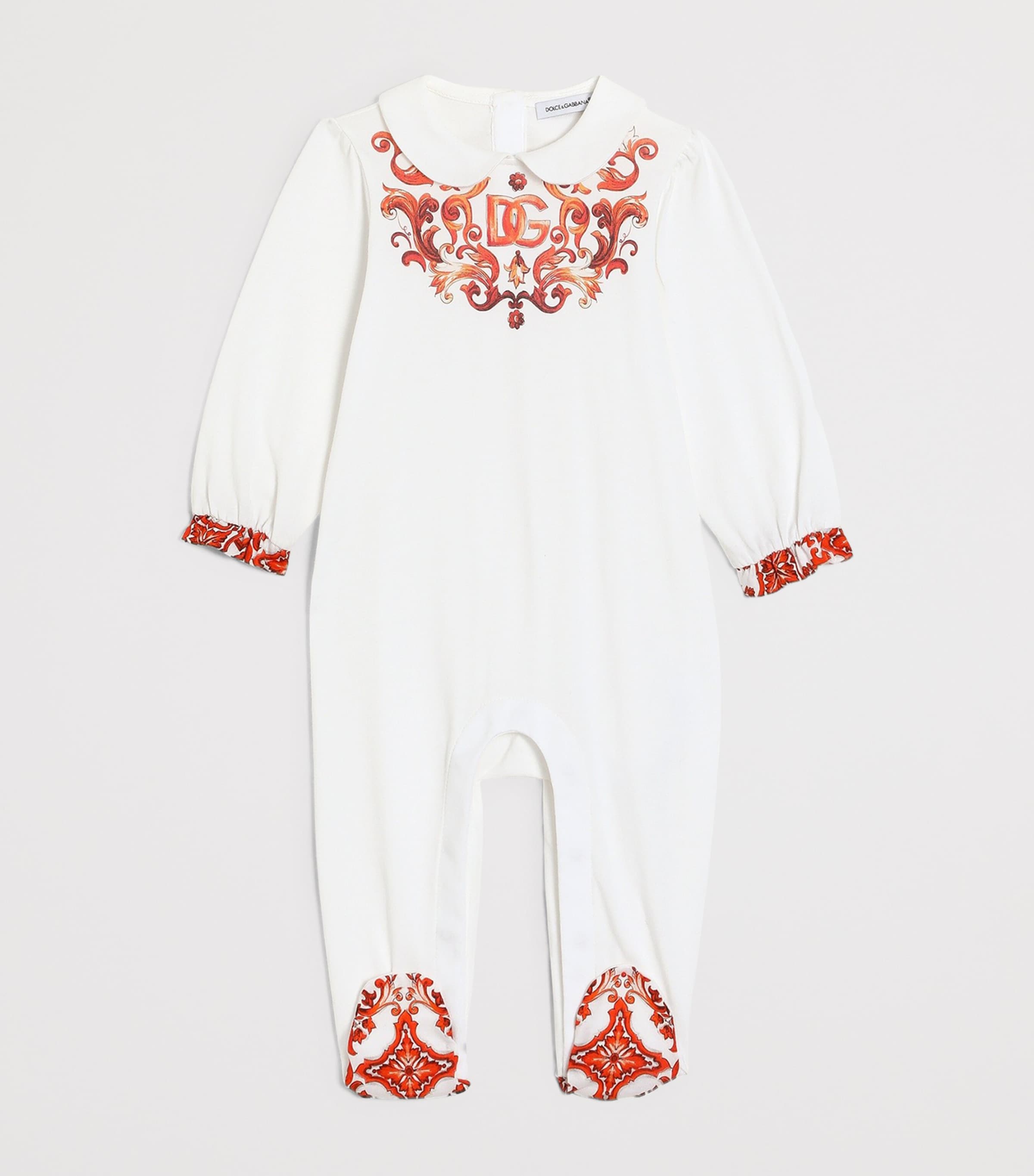 Dolce&Gabbana Kids Cotton All-In-One, Bib and Hat Set (0-24 Months) White Image 2