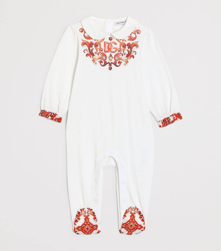 Dolce&Gabbana Kids Cotton All-In-One, Bib and Hat Set (0-24 Months) White Image 2