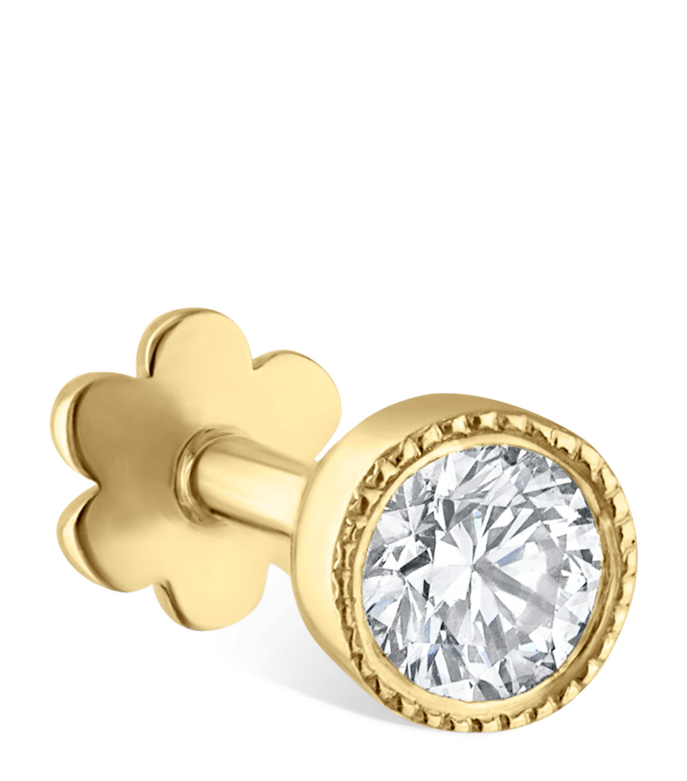 Maria Tash Scalloped Set Diamond Threaded Single Stud Earring In Gold