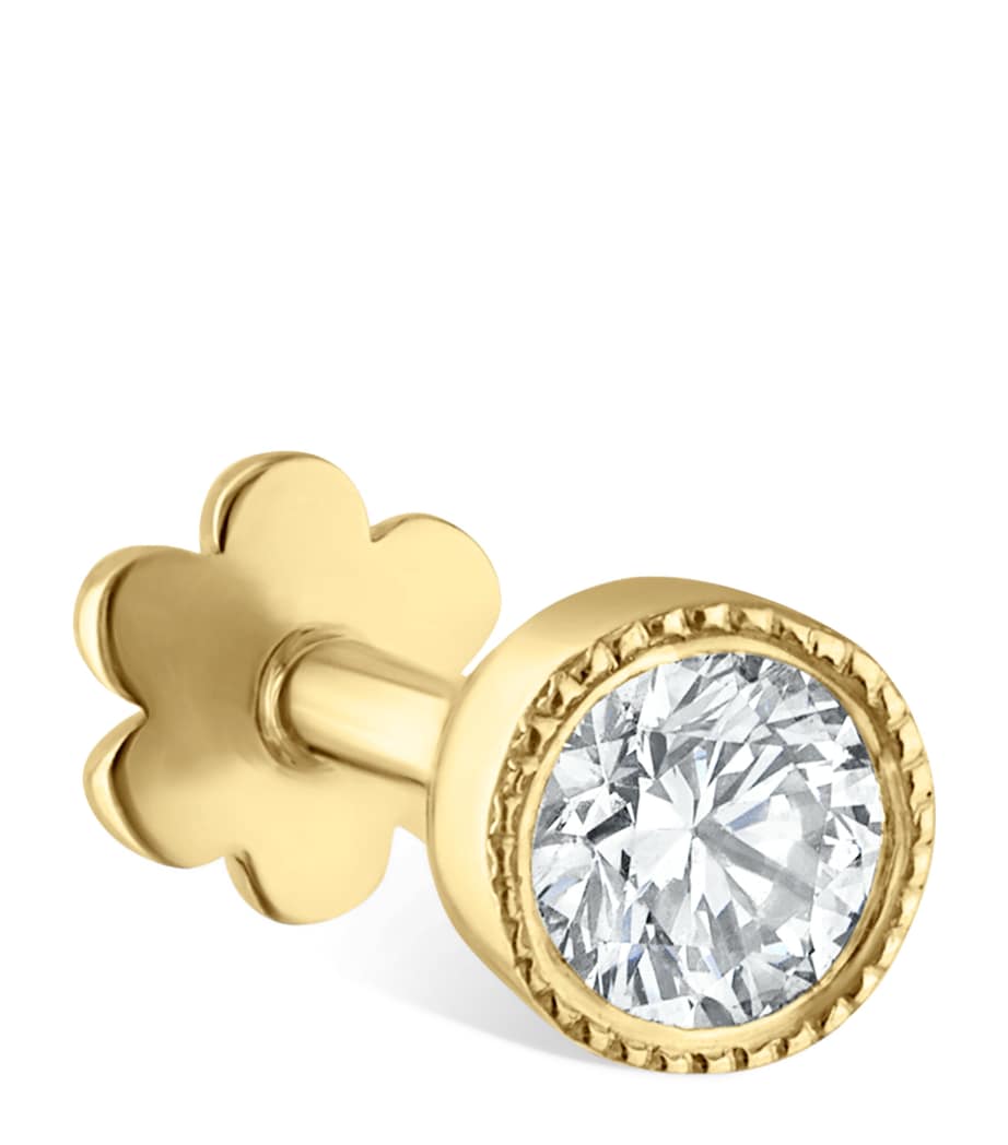 Scalloped Set Diamond Threaded Single Stud Earring (2.5mm) YELLOW GOLD Image 1