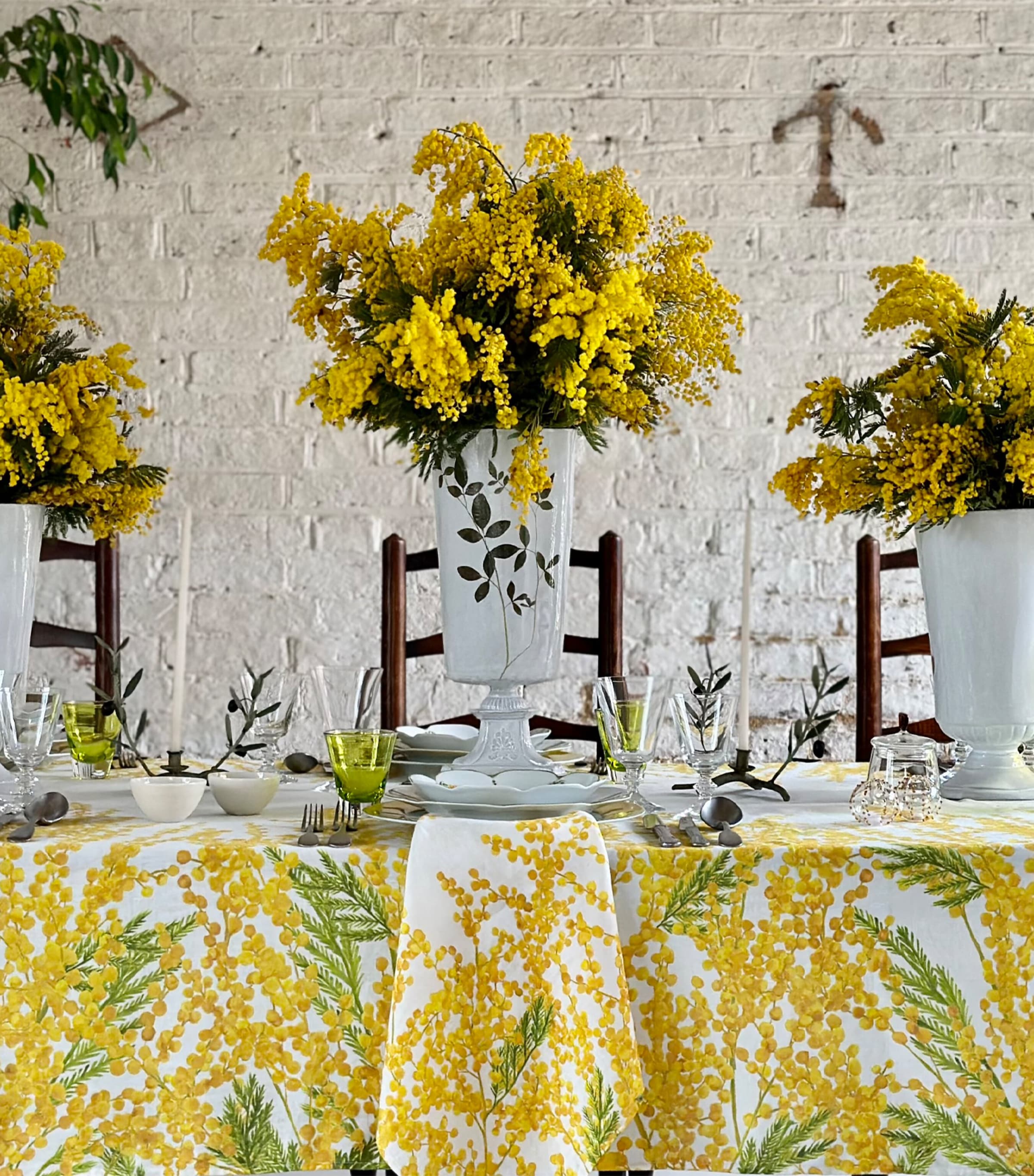 Linen Mimosa Tablecloth (165cm x 380cm) YELLOW Image 3