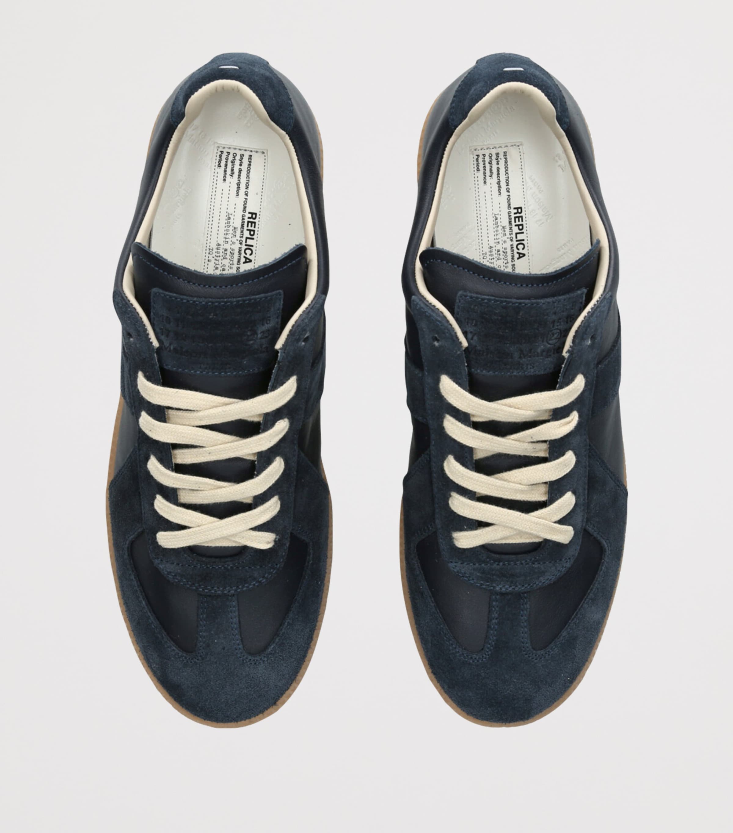 小物 Maison Margiela Maison Margiela Blue Leather-Suede Replica Sneakers | Harrods US