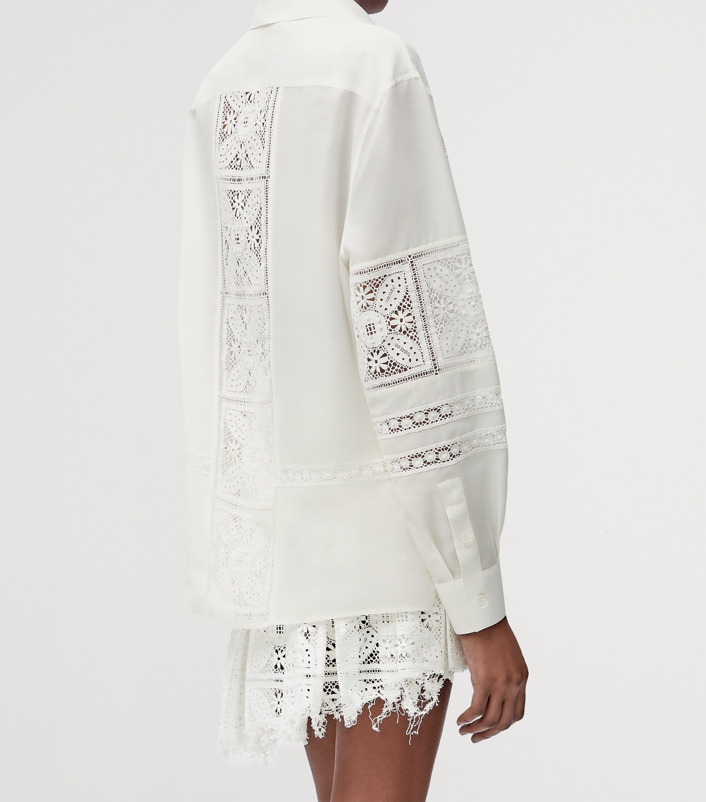 LOEWE Womens x Paula's Ibiza Cotton-Blend Lace Shirt White Image 4