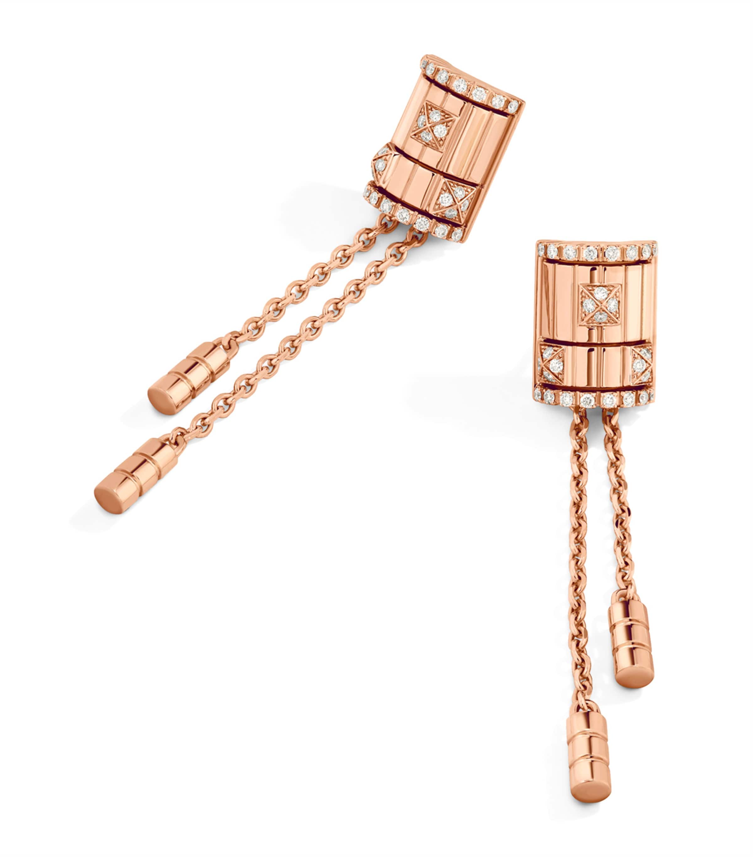 Marli New York Rose Gold And Diamond Life Tassel Earrings In Rose Gold
