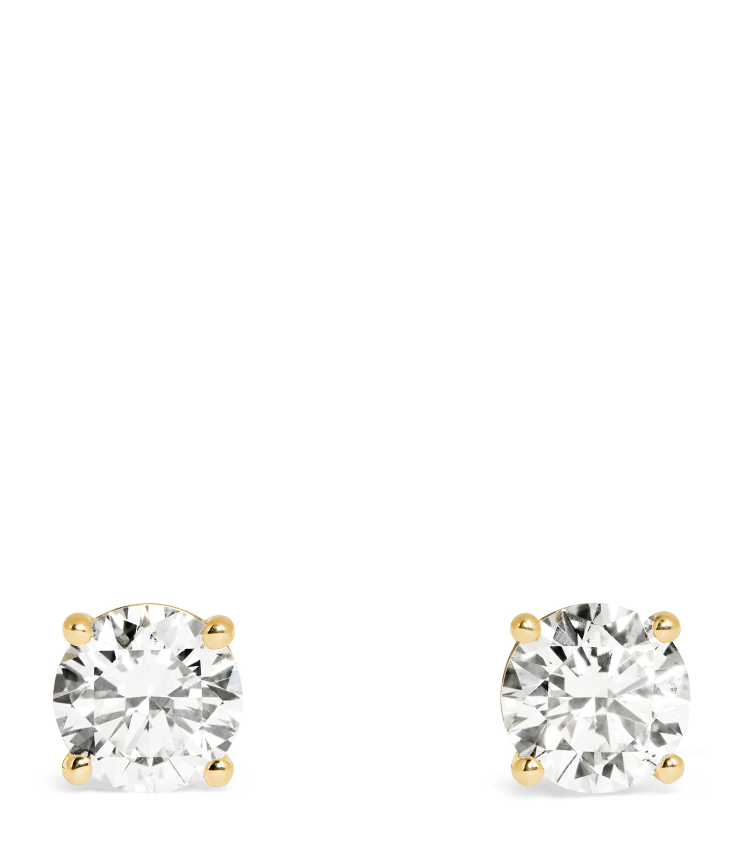 Harrods Yellow Gold And Diamond Stud Earrings In Gold