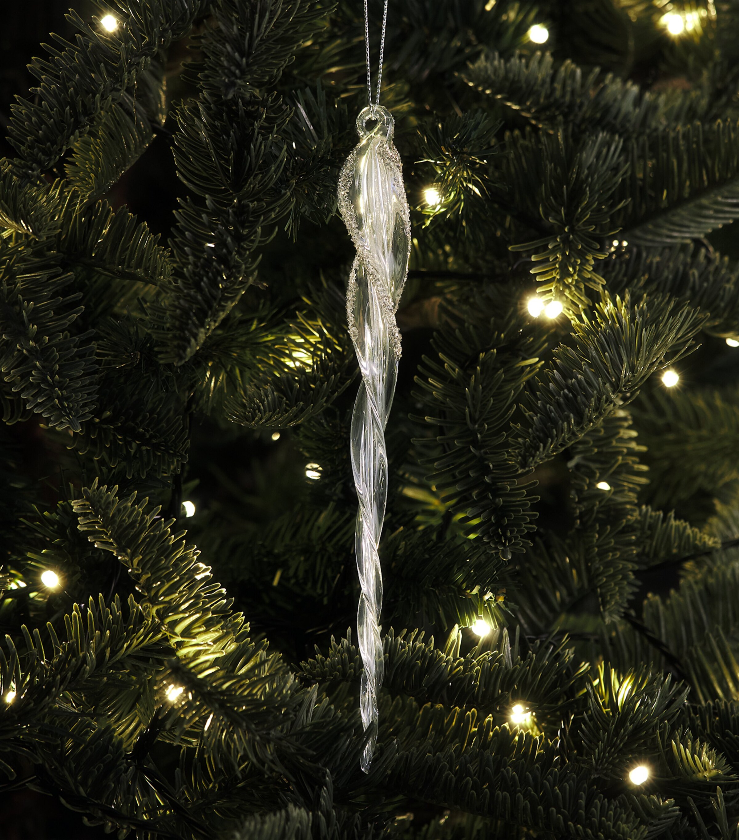 Shishi Glass Glitter Icicle Tree Decoration Clear Image 3
