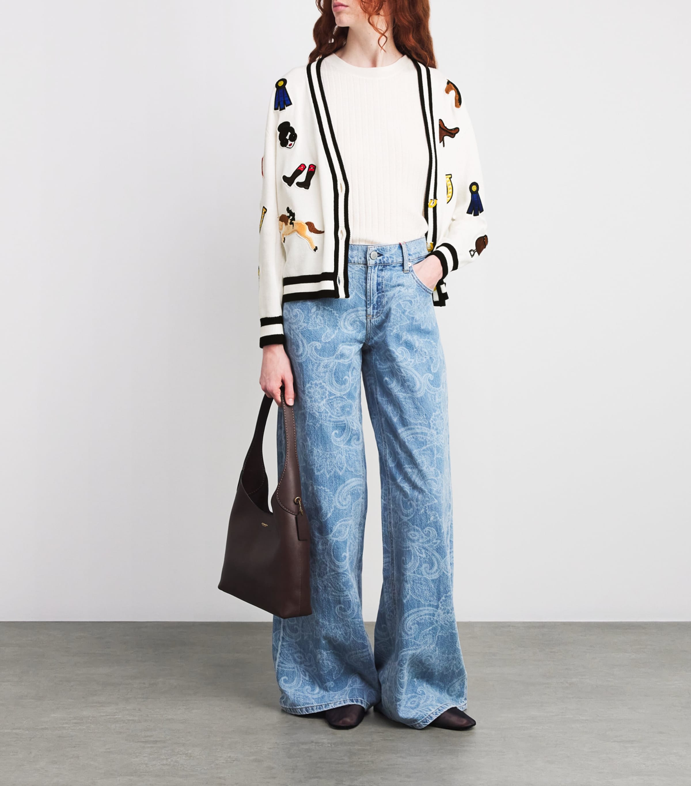 Alice+Olivia White Cotton Embroidered Bradley Cardigan | Harrods UK