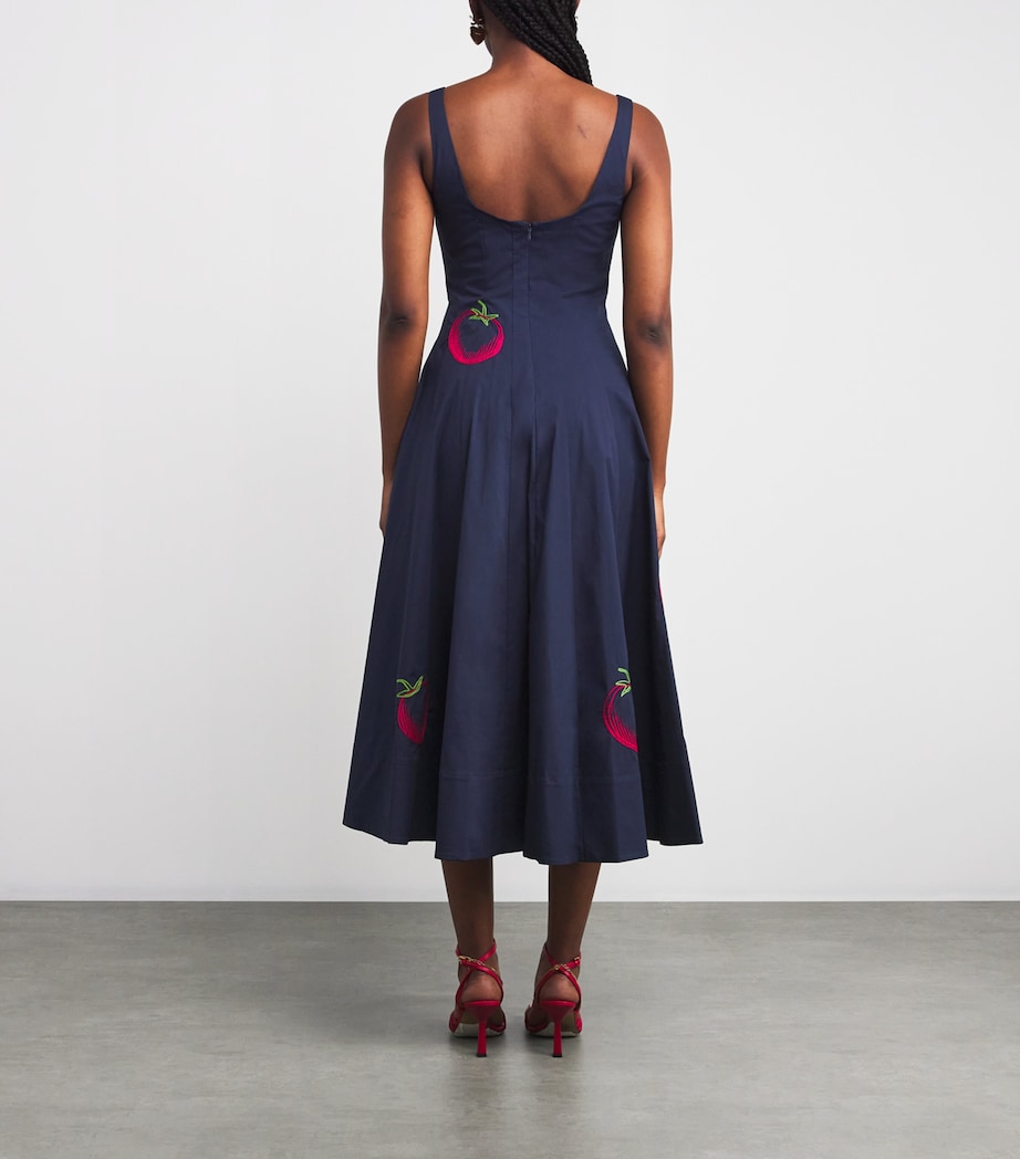 Tomato-Embroidered Wells Midi Dress NAVY ROMA NVYR Image 3