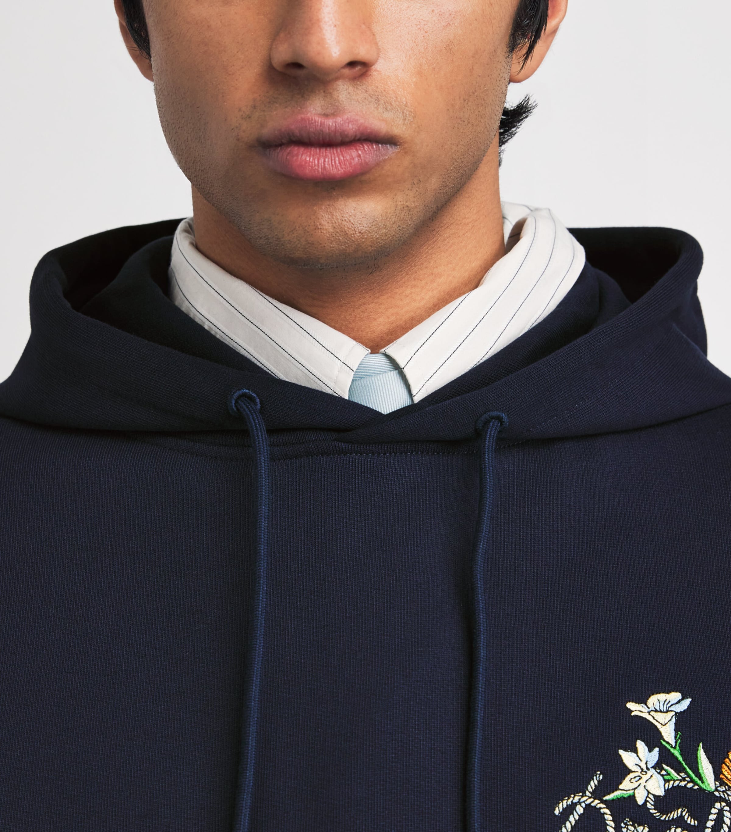 Drôle De Monsieur Mens Embroidered Logo Hoodie Navy Image 3