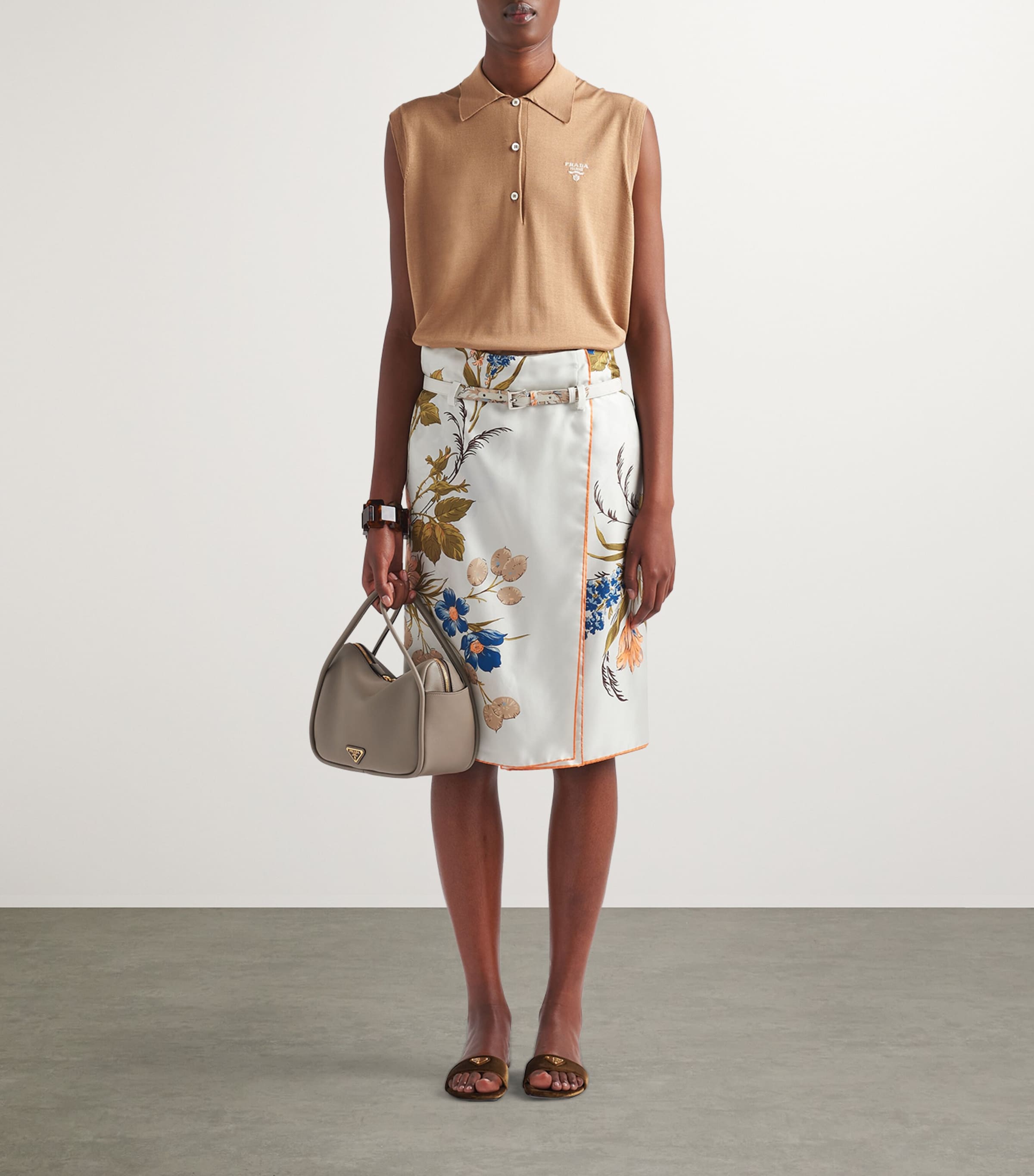 Leather Triangle Top-Handle Bag F03AN Image 2