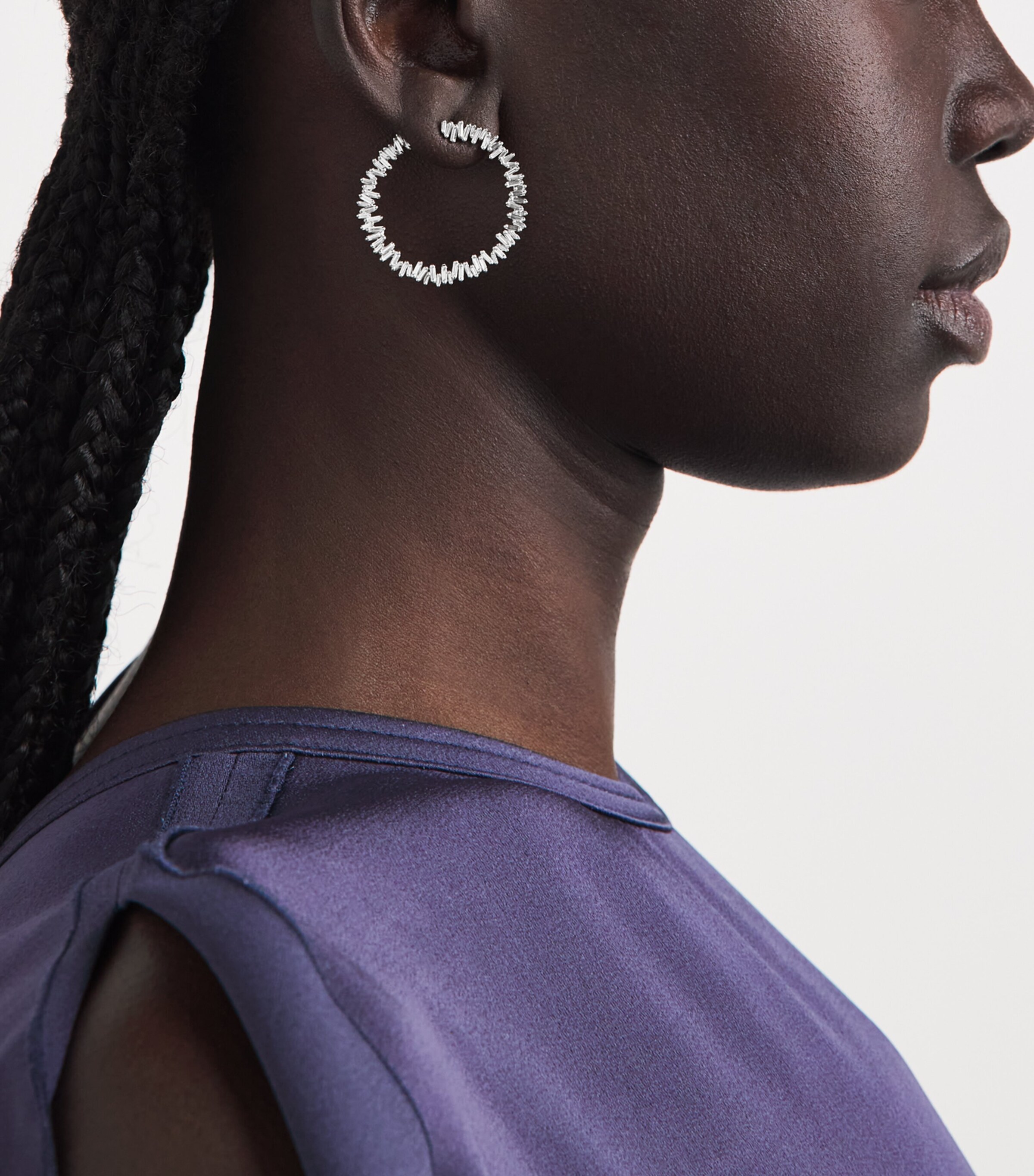 Suzanne Kalan White Gold and Diamond Sideways Hoop Earrings Wg/wd Image 2