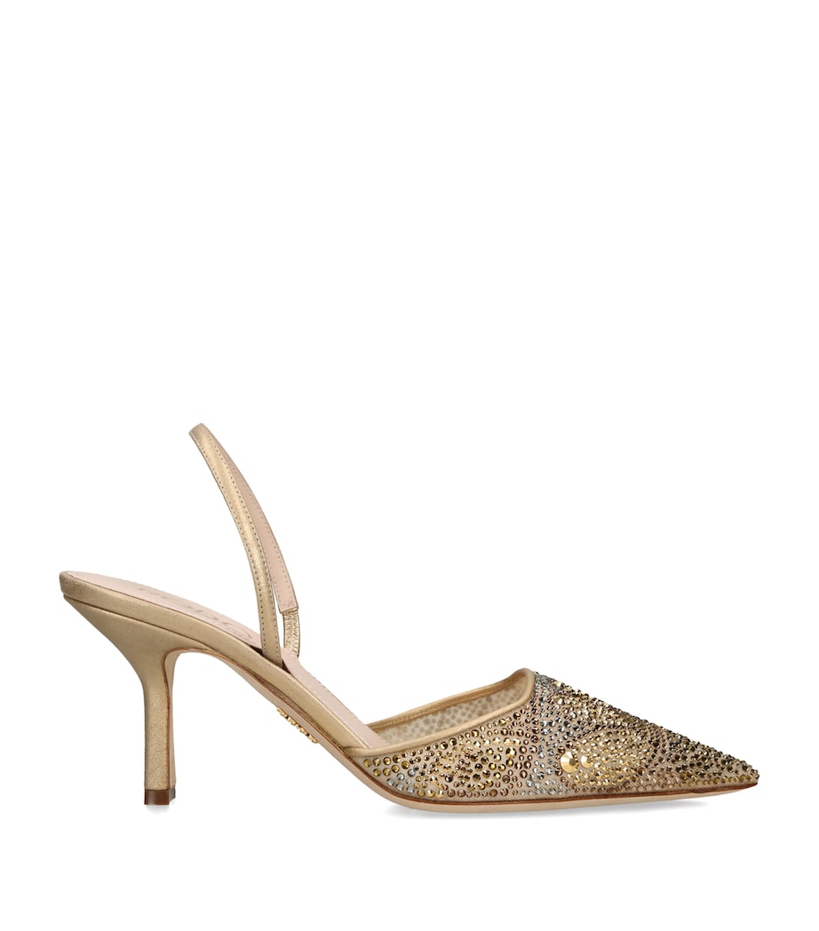 Rodo Rhinestone-Embellished Assia Slingback Heels 75 Gold Comb Image 1