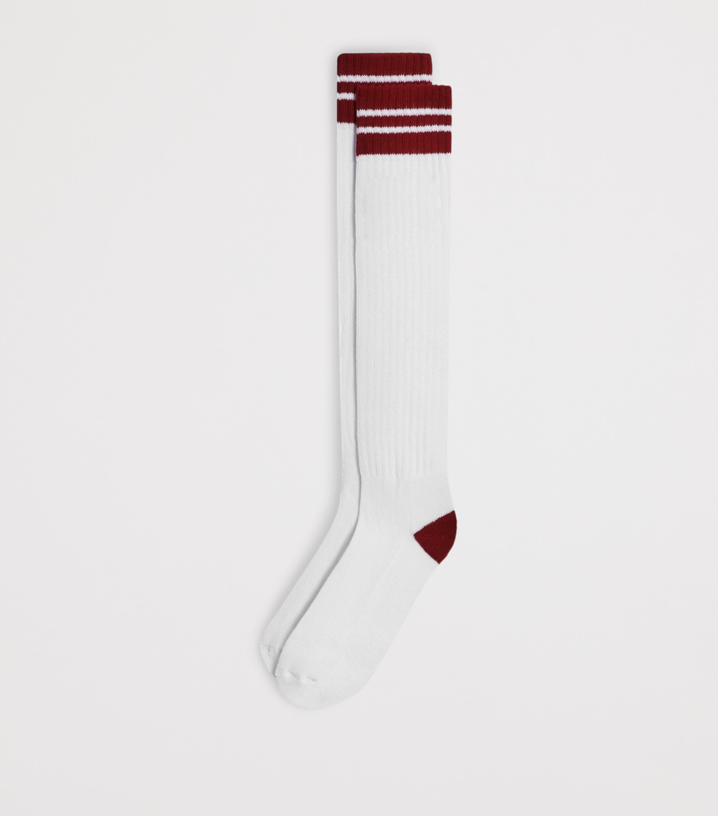 Ribbed Socks W8266-WHITE/RED Image 2