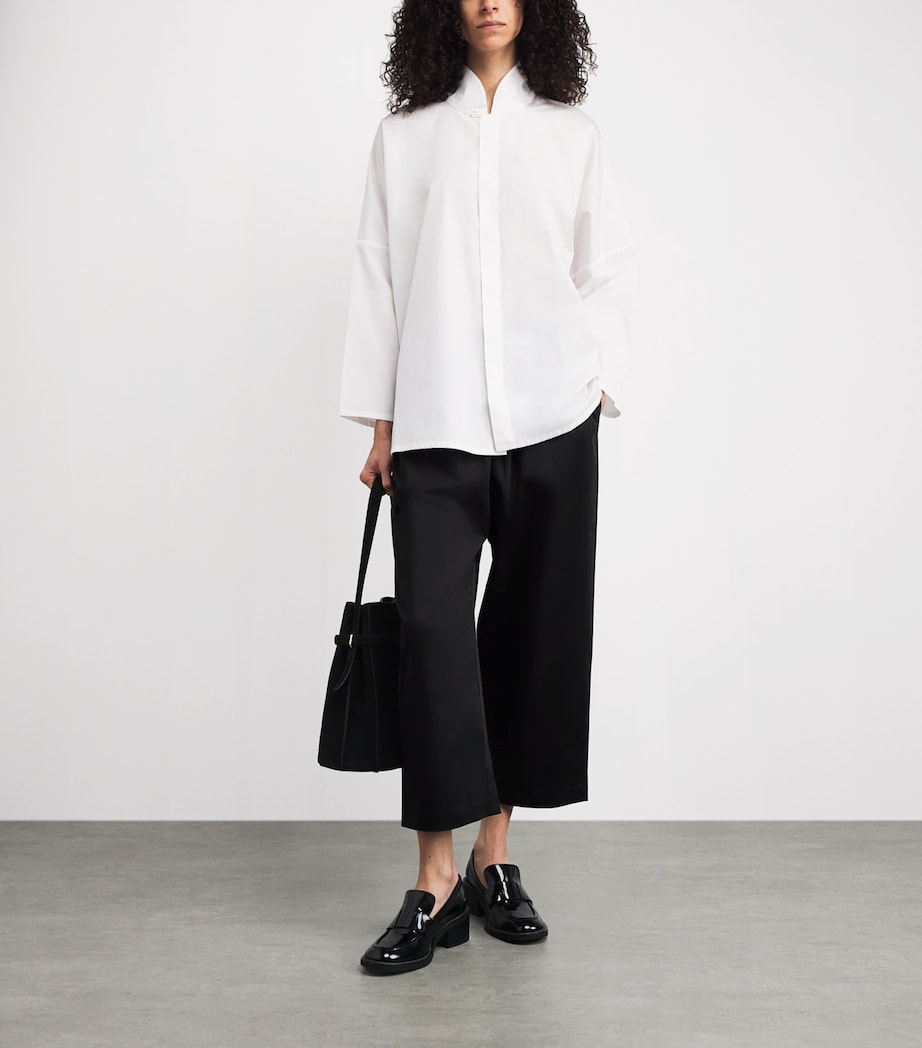 Eskandar Womens Cropped Japanese Trousers Black Image 2