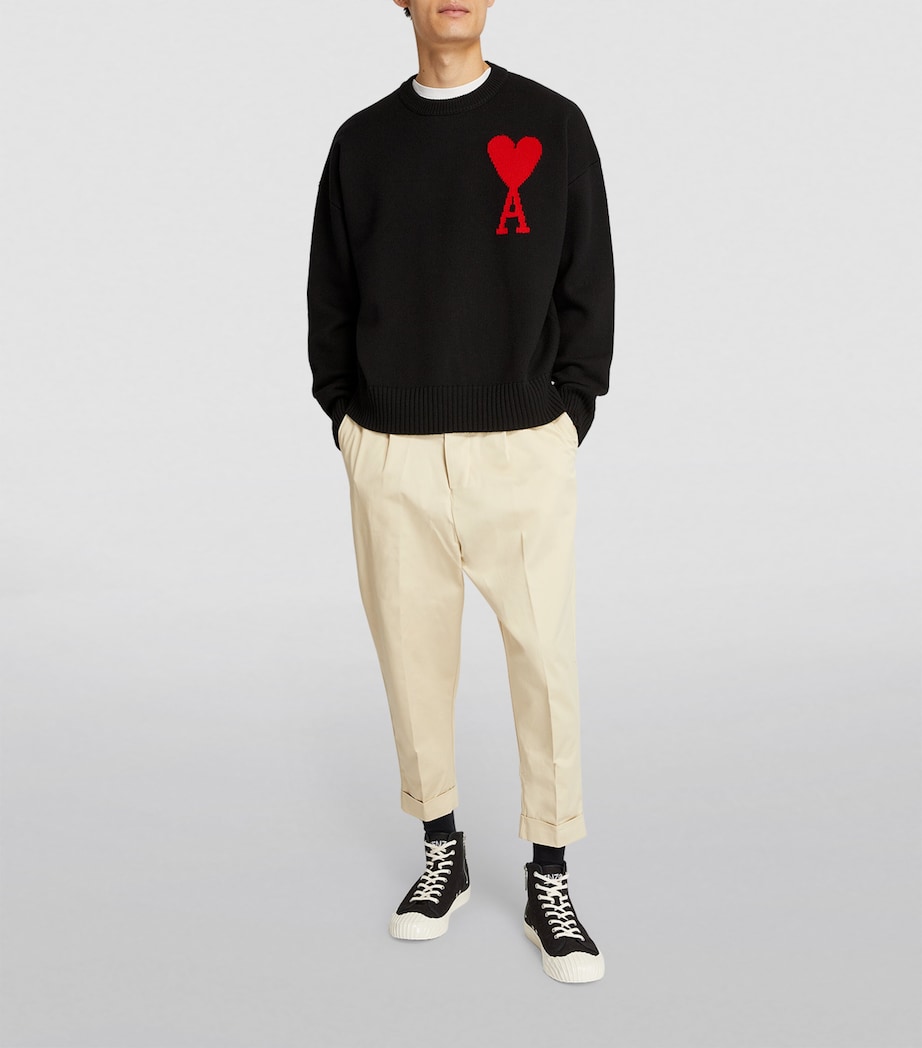 Virgin Wool Ami de Coeur Sweater BLACK/RED/009 Image 2