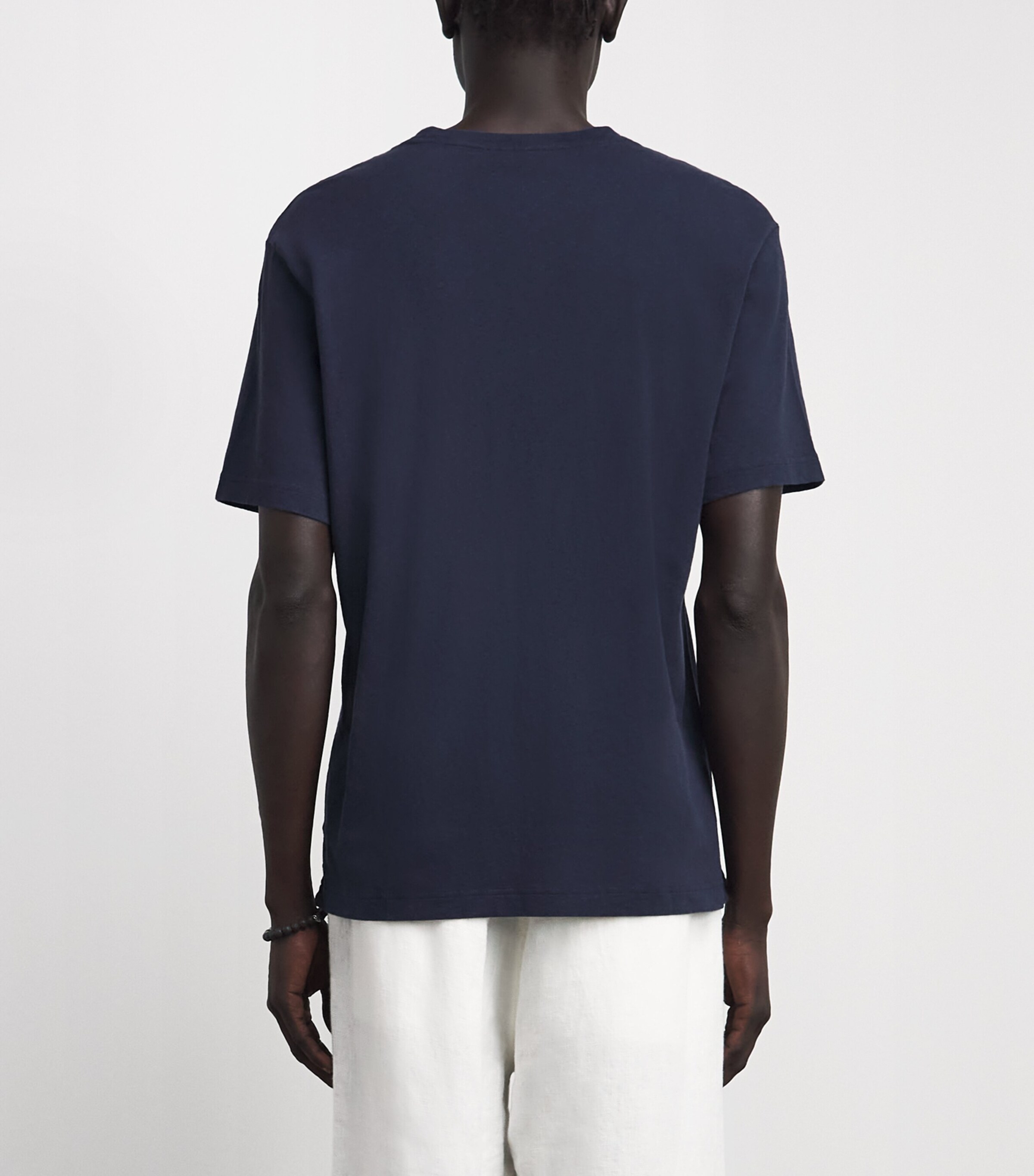Frescobol Carioca Mens Cotton-Linen Dinis T-Shirt Midnight Blue Image 5