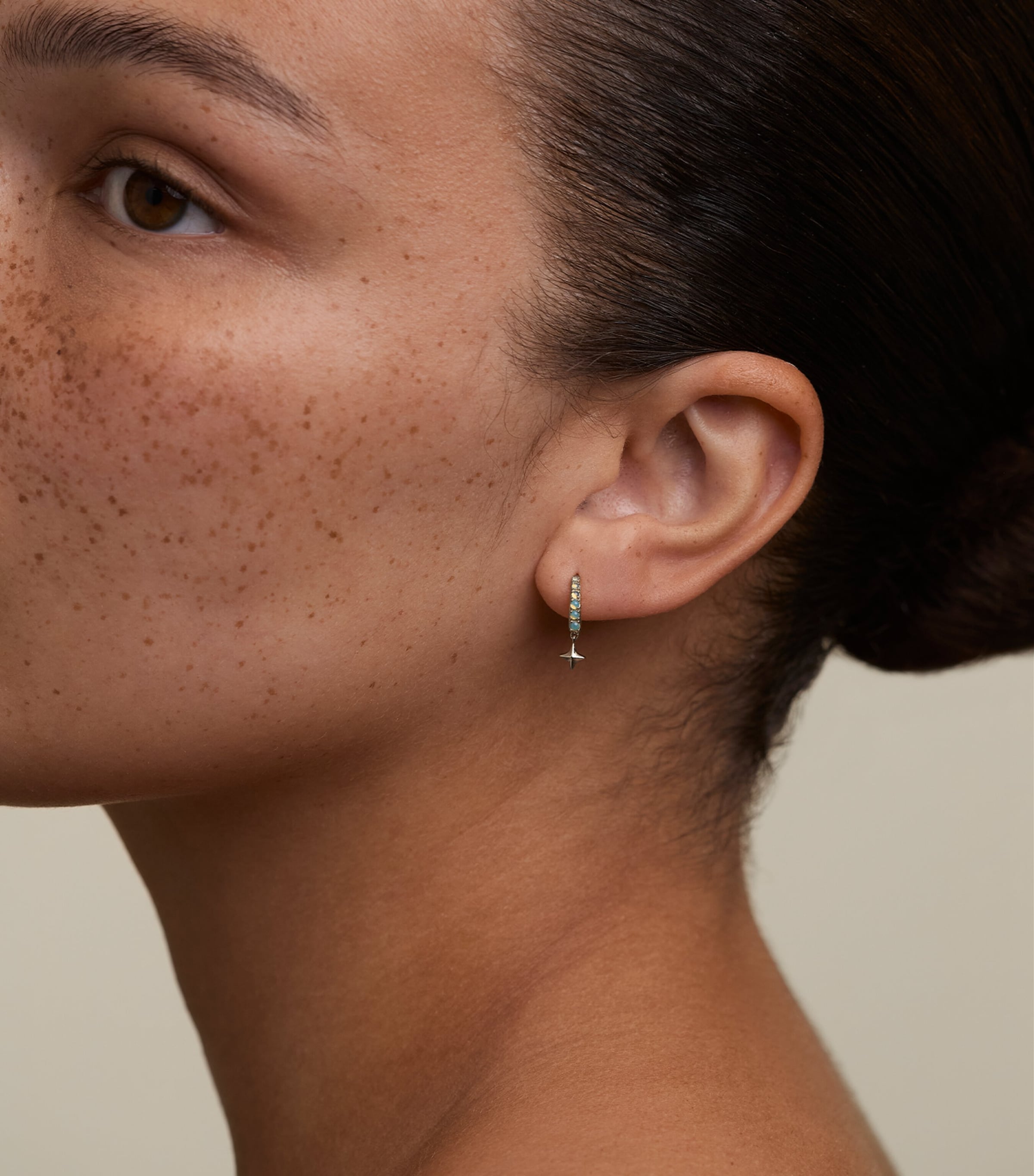 Astrid & Miyu Rhodium-Plated Sterling Silver Cosmic Hook Hoop Earrings Silver Image 2