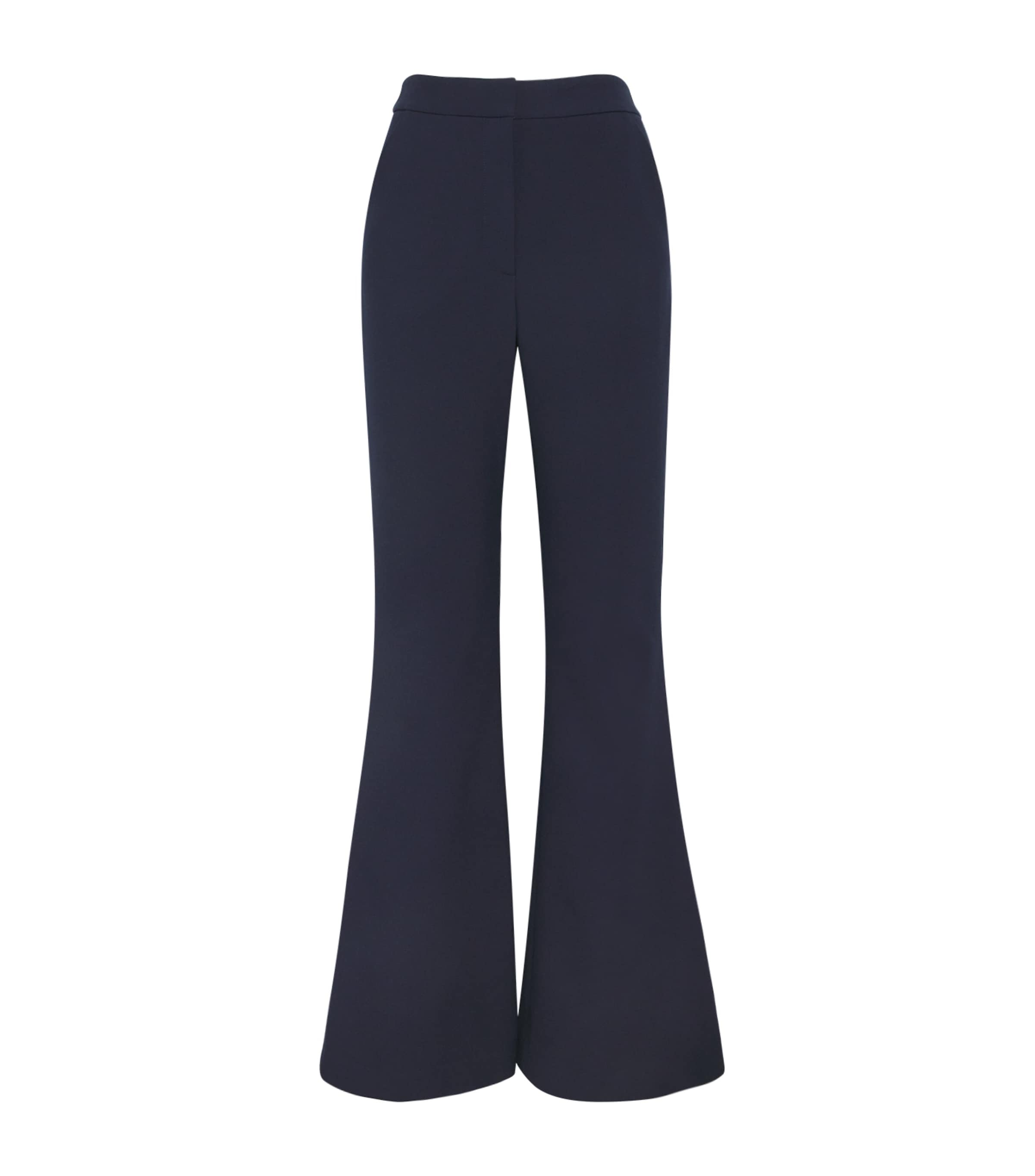 Veronica Beard Womens Arden Flared Trousers Navy Image 1