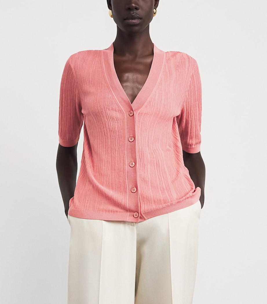 Joseph Womens Silk-Cotton Sens Cardigan Blush Image 3