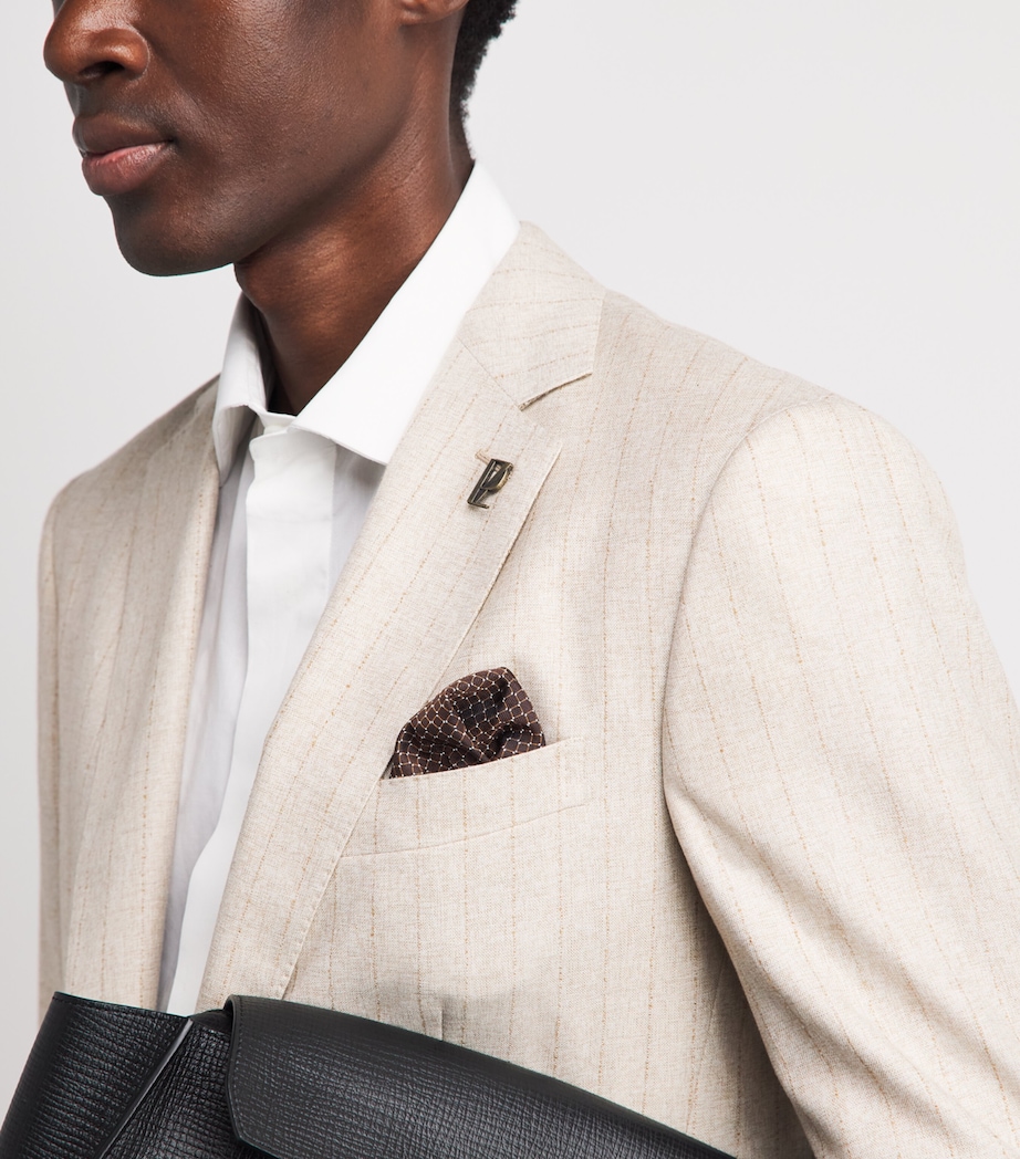 Pal Zileri Silk Jacquard Pocket Square Brown Image 2