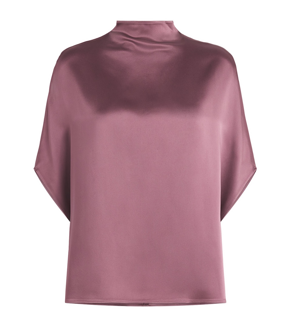 LAPOINTE Womens Satin Cape Blouse Dark Mauve Image 1