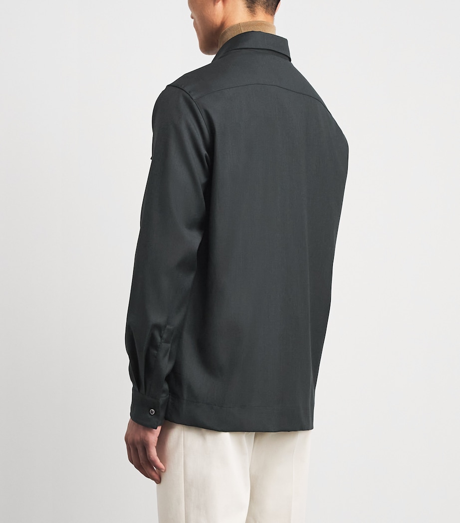 Paul & Shark Mens Virgin Wool Overshirt Dark Green Image 5