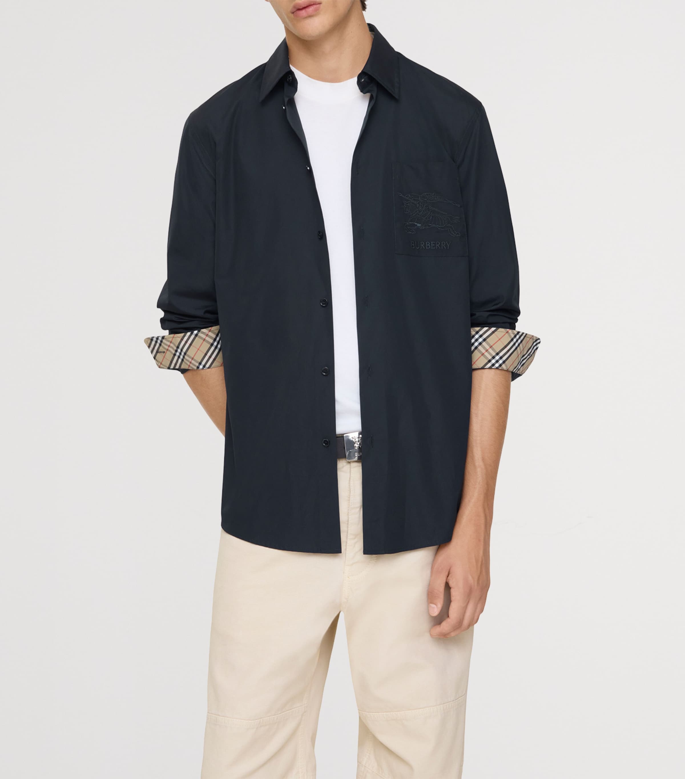 Cotton Poplin Logo Shirt NAVY Image 2