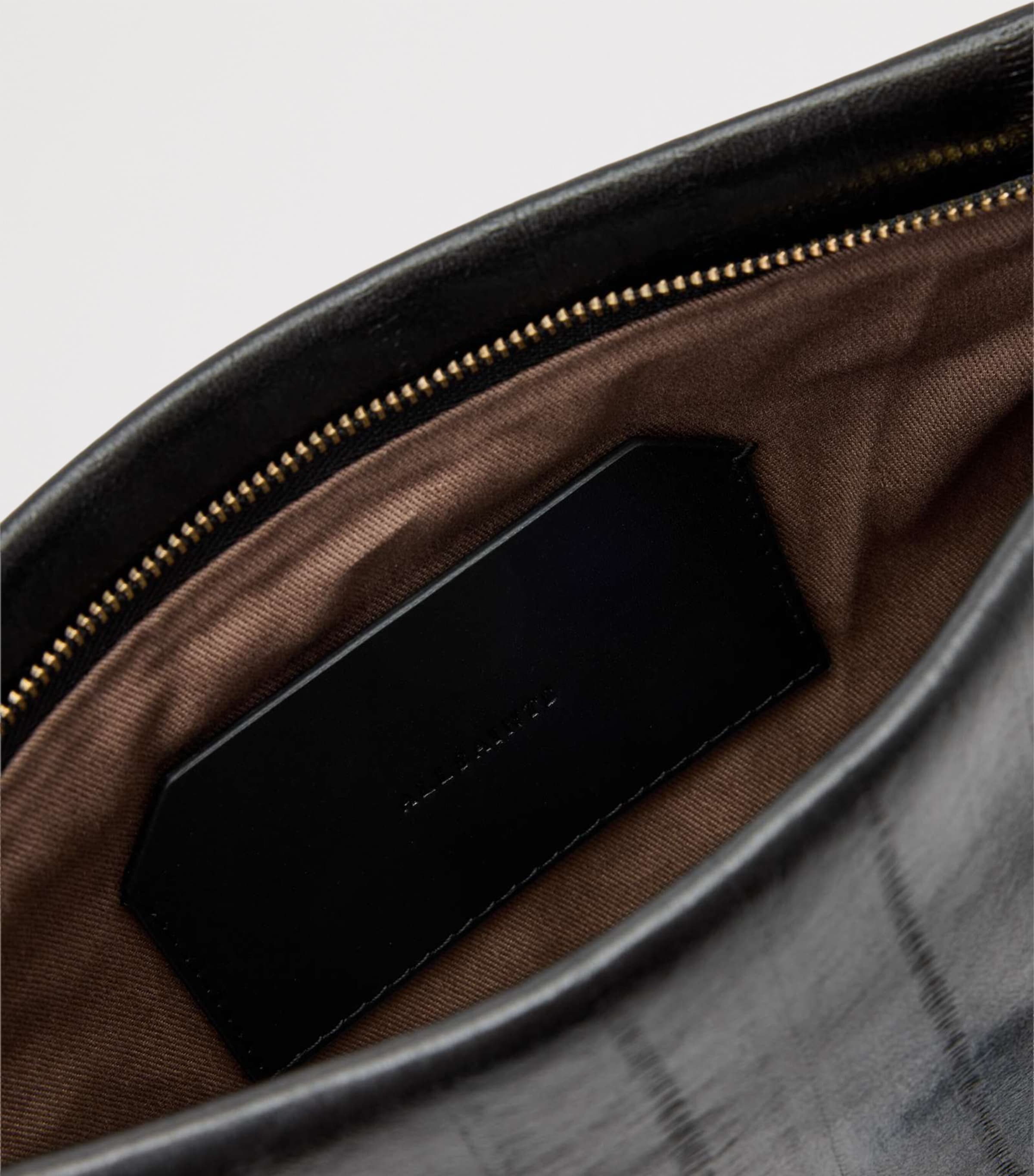 Leather Eel-Embossed Bettina Clutch Bag BLACK Image 4