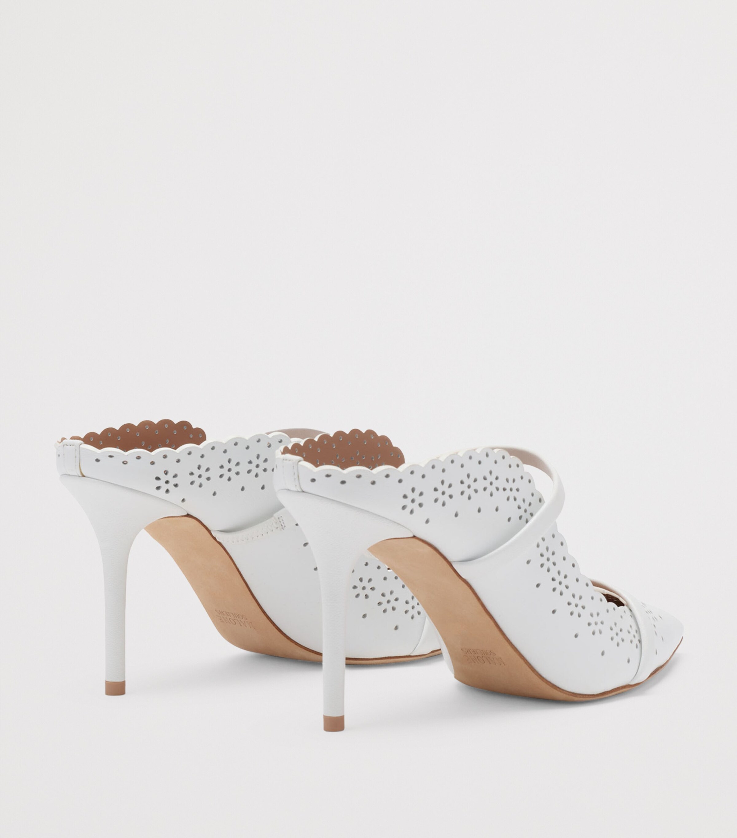 Malone Souliers Nappa Leather Broderie Maureen Heeled Mules 85 White Image 4