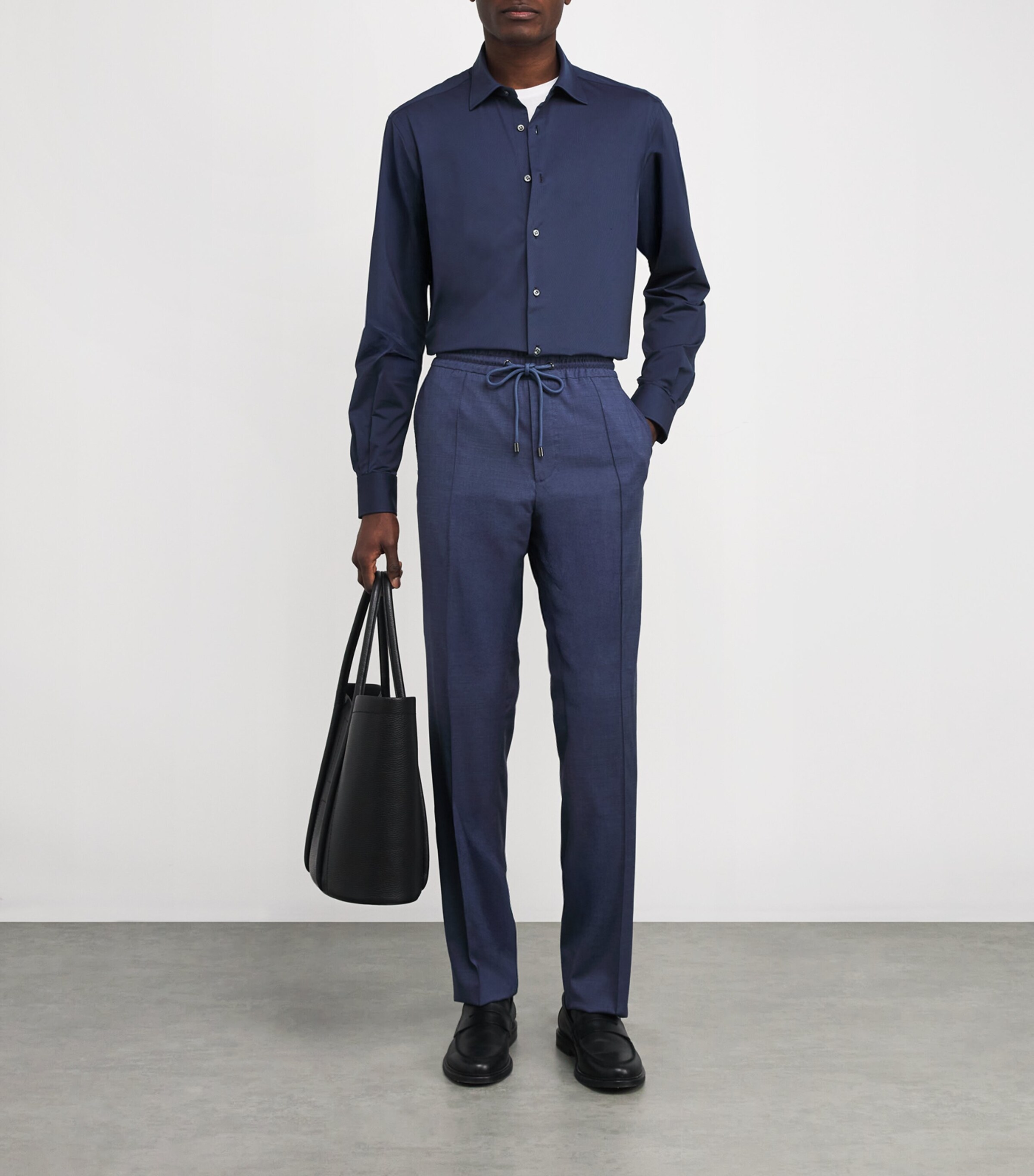 Wool Drawstring Trousers 08 BLU Image 2