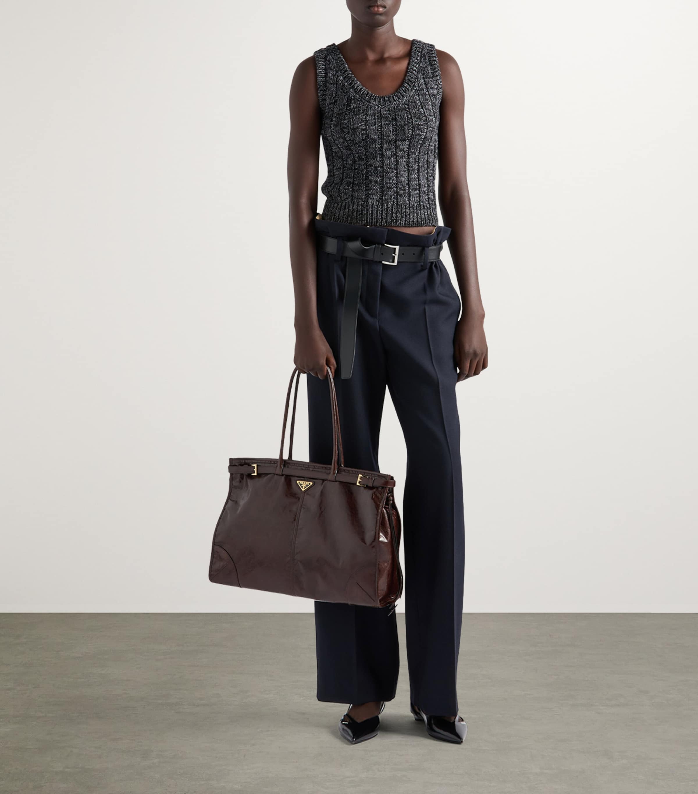 Large Leather Buckle Tote Bag F01D6 Image 7