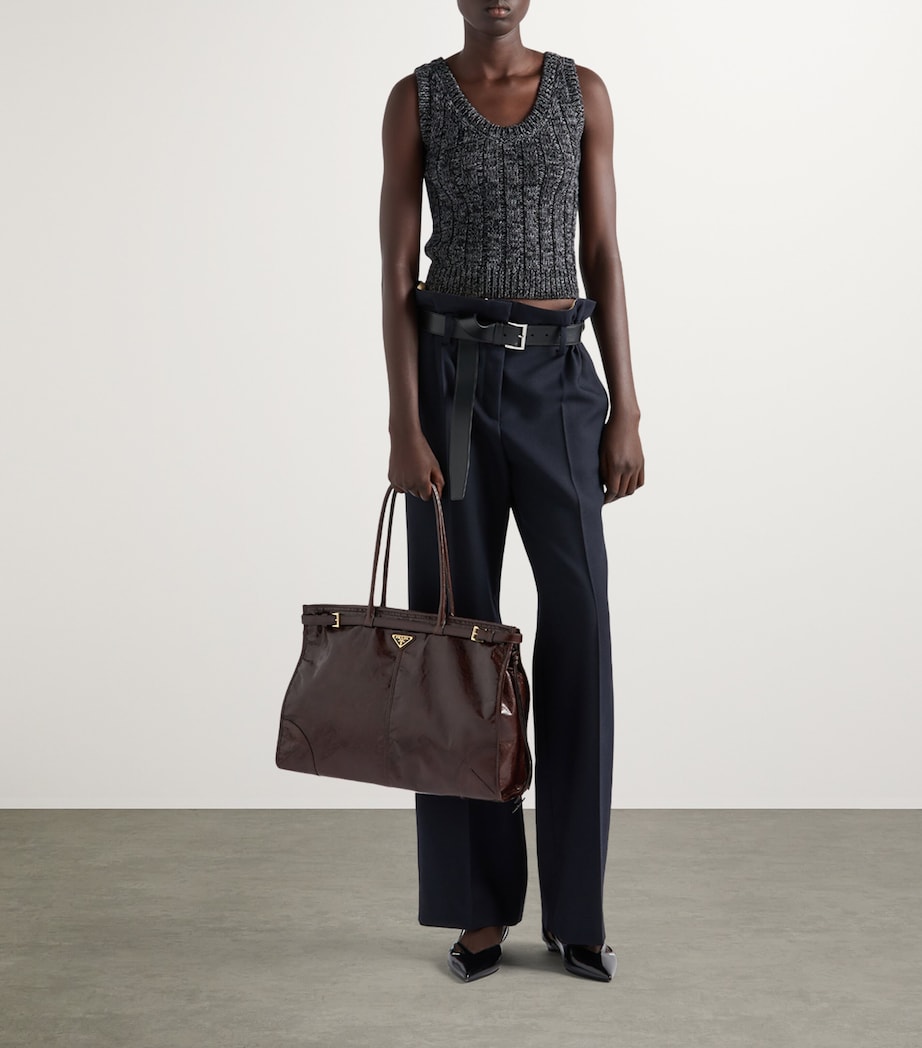 Large Leather Buckle Tote Bag F01D6 Image 7